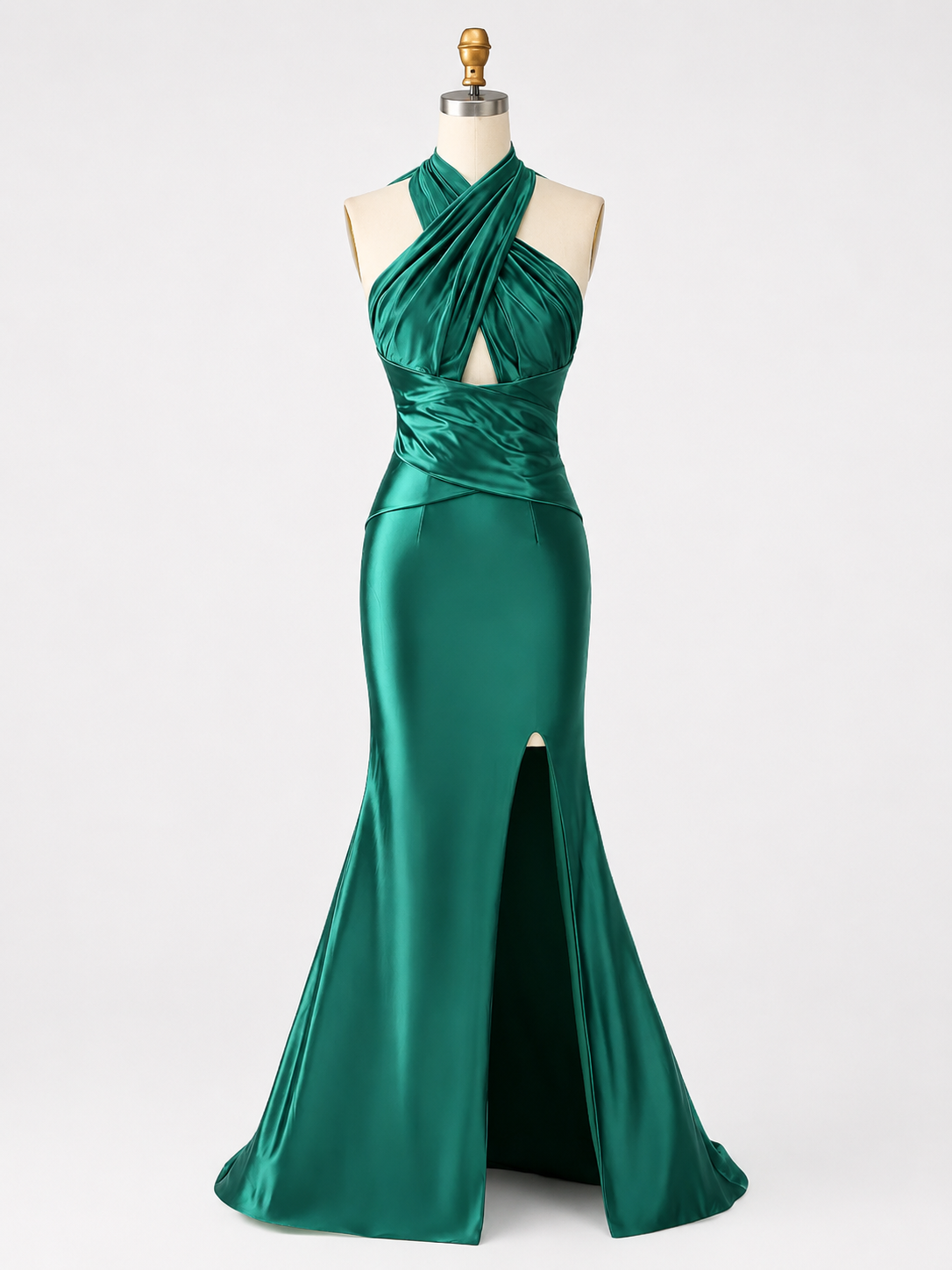 Stunning Emerald Green Formal Dress with Halter Neck CZ161
