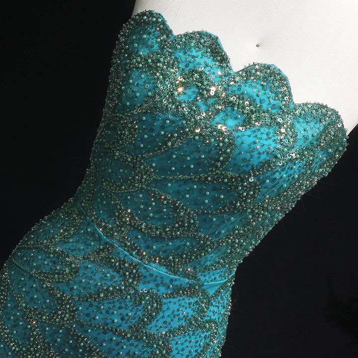 Elegant Emerald Green Strapless Mermaid Silhouette Evening Dress YL132