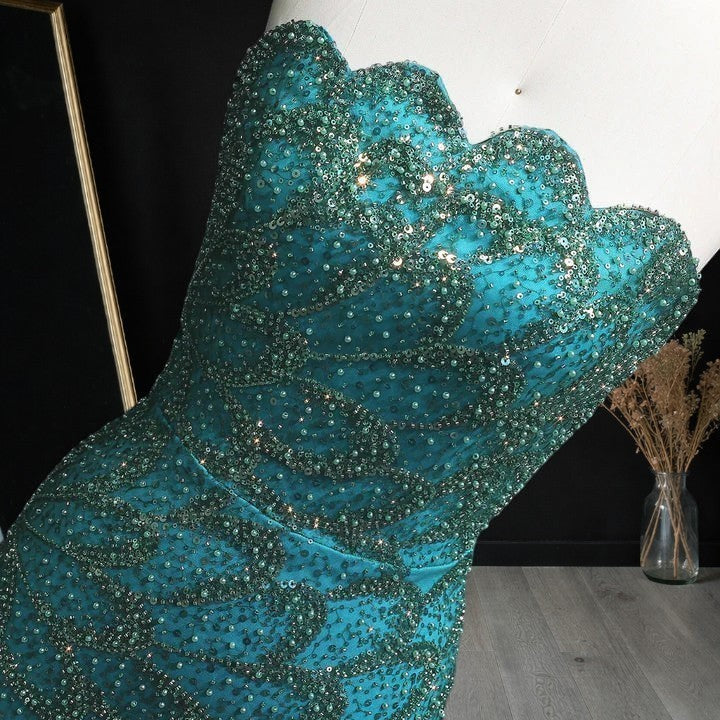 Elegant Emerald Green Strapless Mermaid Silhouette Evening Dress YL132