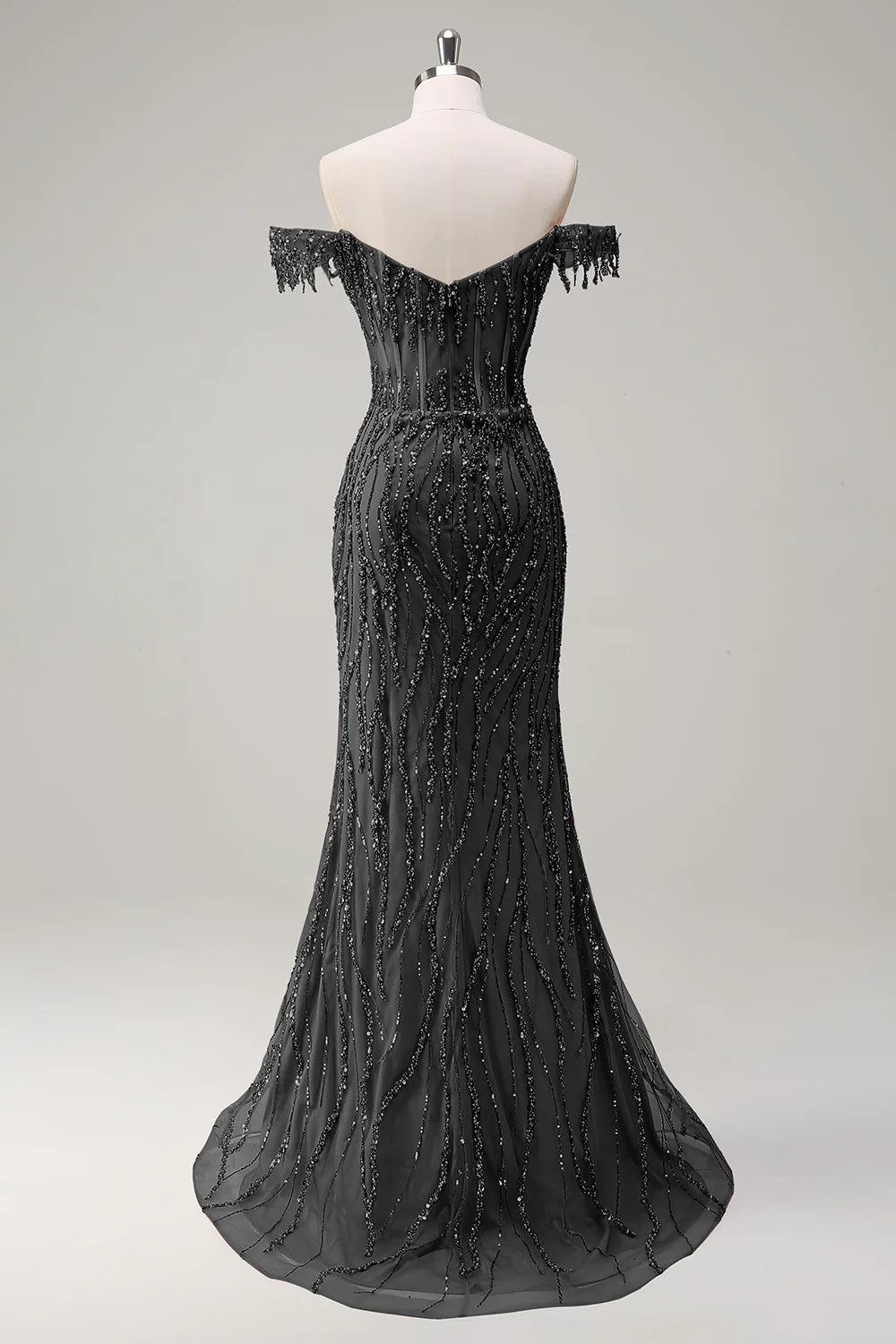 Luxury Beads Off Shoulder with Slit Long Prom Dress CZ155