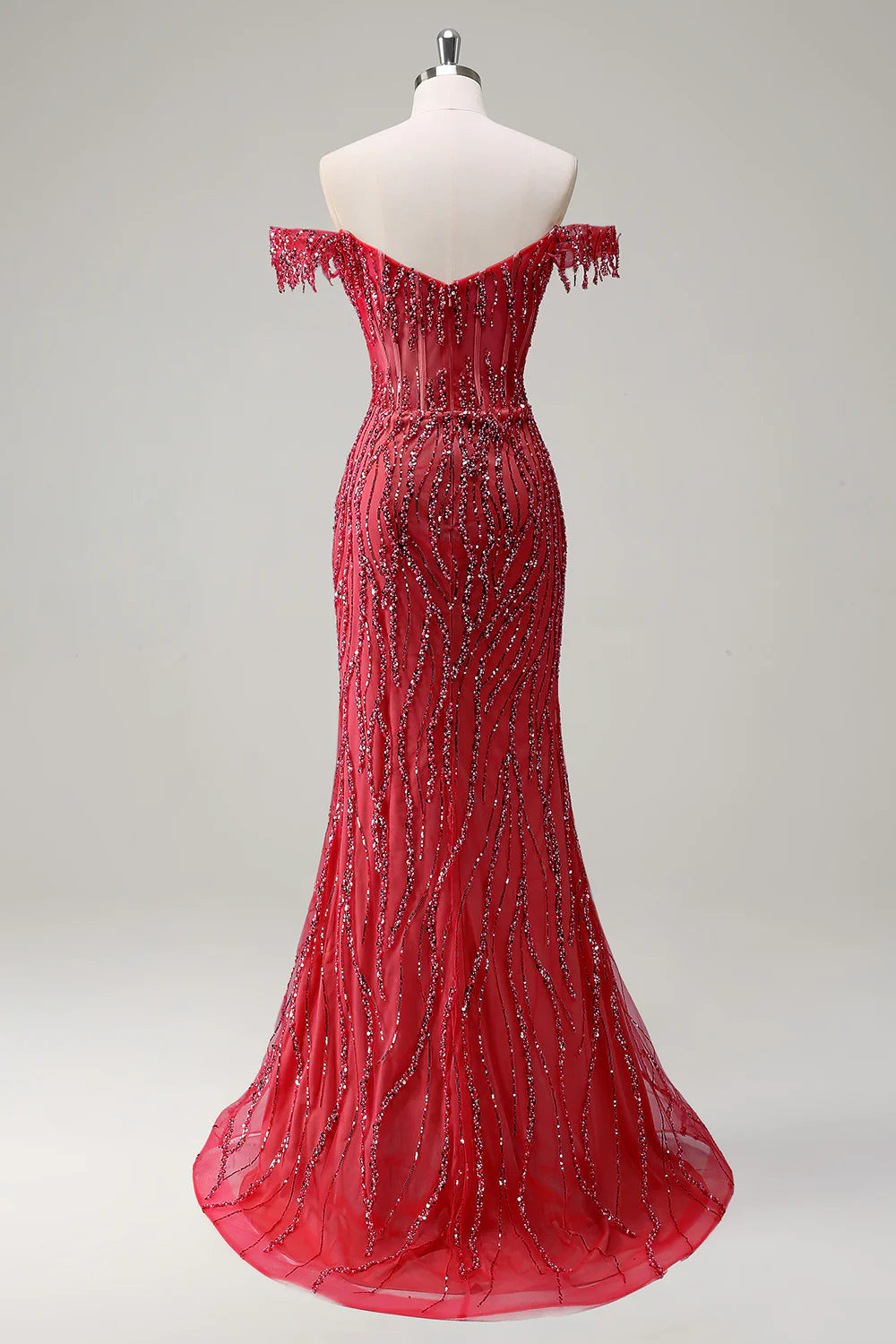 Luxury Beads Off Shoulder with Slit Long Prom Dress CZ155