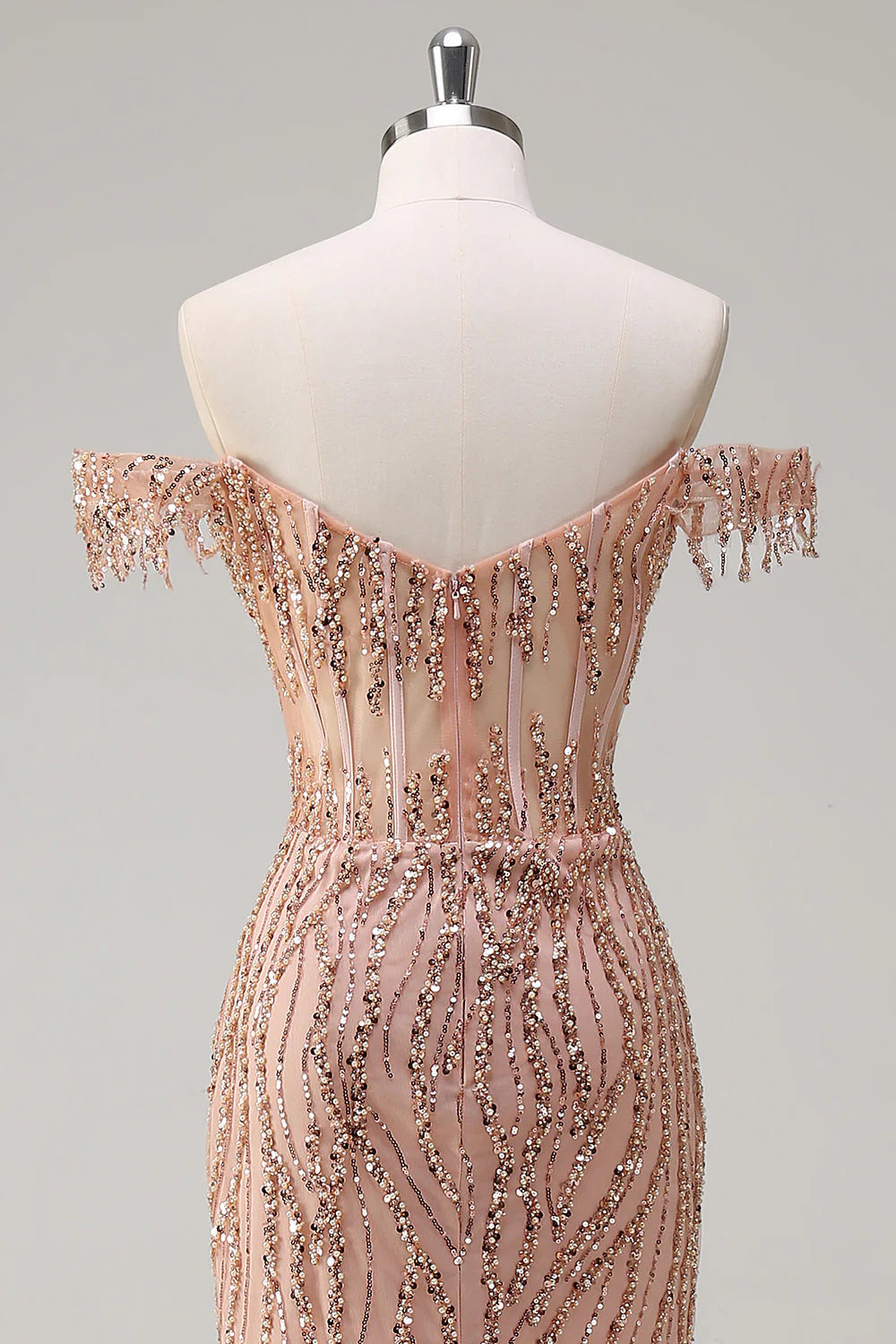 Luxury Beads Off Shoulder with Slit Long Prom Dress CZ155