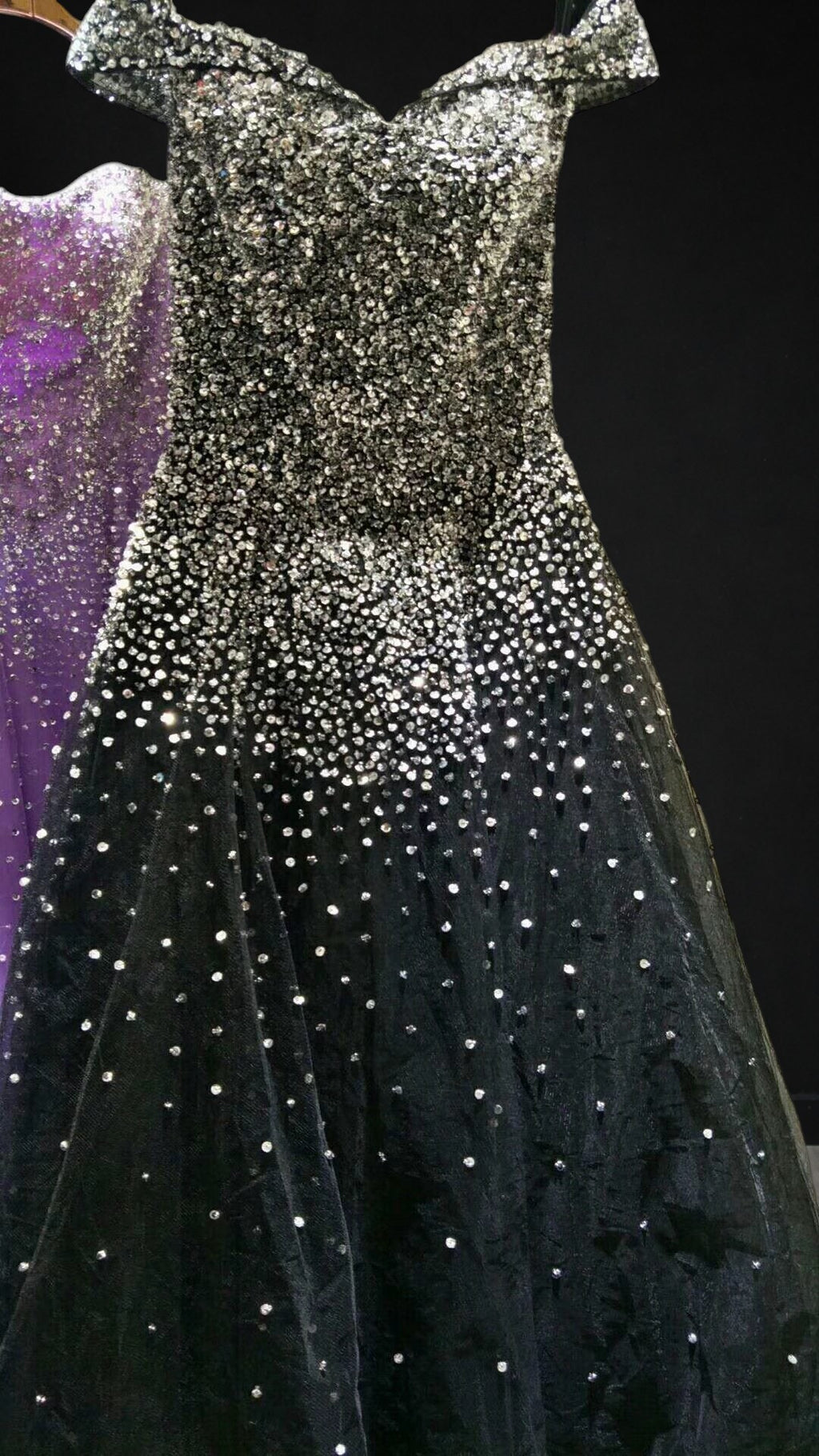 Luxury Red Crystal Ball Gown Off Shoulder Beaded Princess Prom Dress SL193