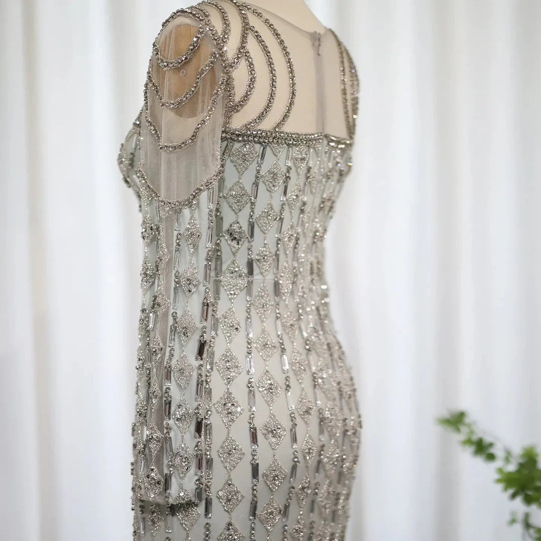 Luxury Sage Green Dubai Style Mermaid Evening Gown for Muslim Women YL133