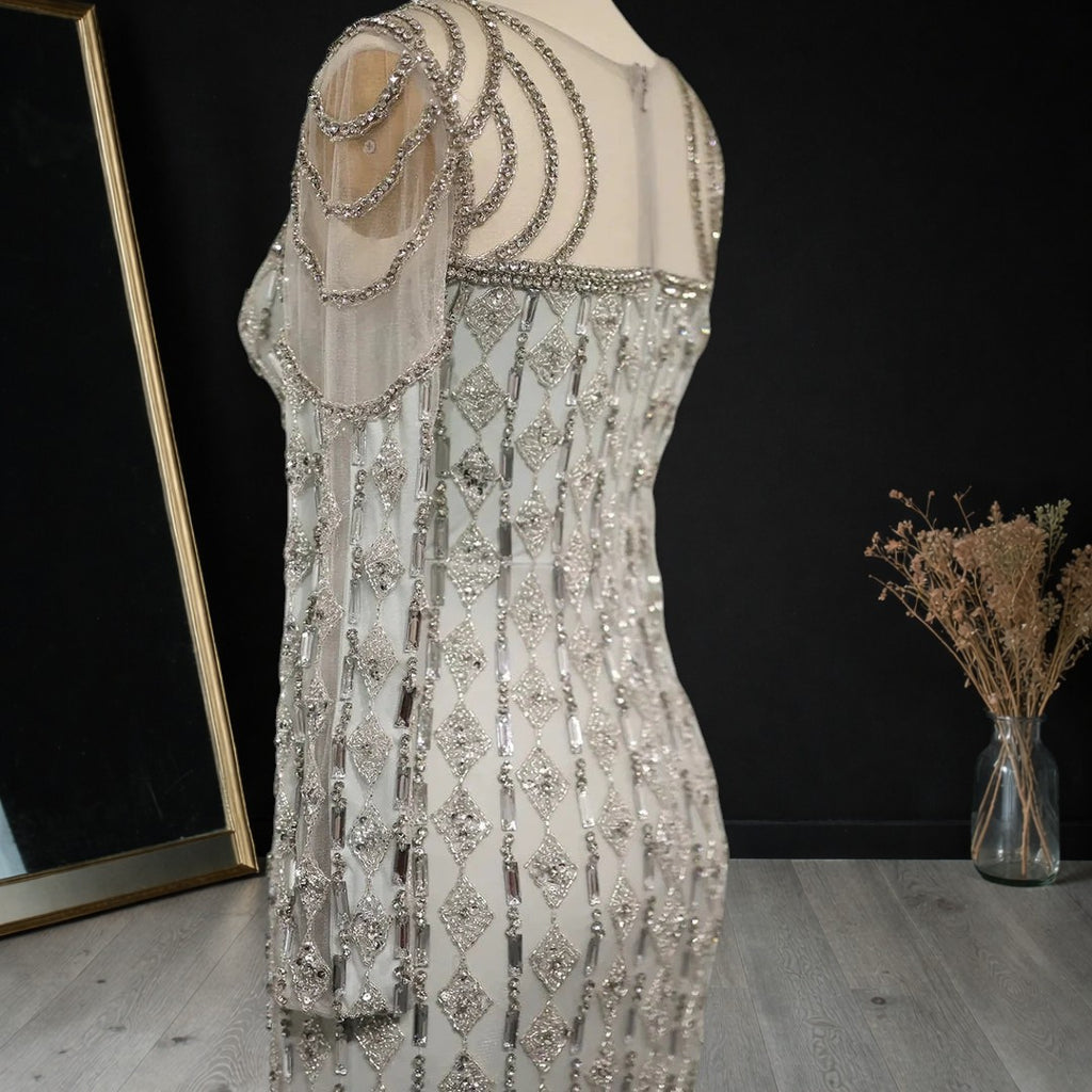 Luxury Sage Green Dubai Style Mermaid Evening Gown for Muslim Women YL133