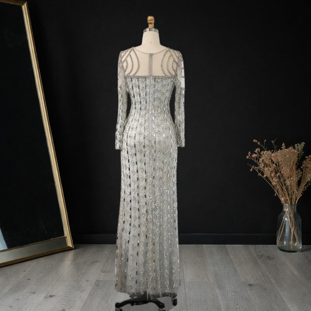Luxury Sage Green Dubai Style Mermaid Evening Gown for Muslim Women YL133