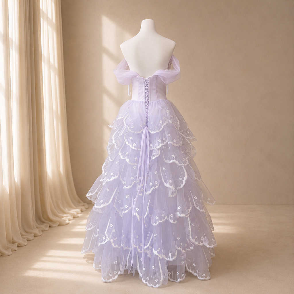 Luxury Blush Pink 3D Floral Layered Tulle with Detachable Sleeves Evening Dress YL146