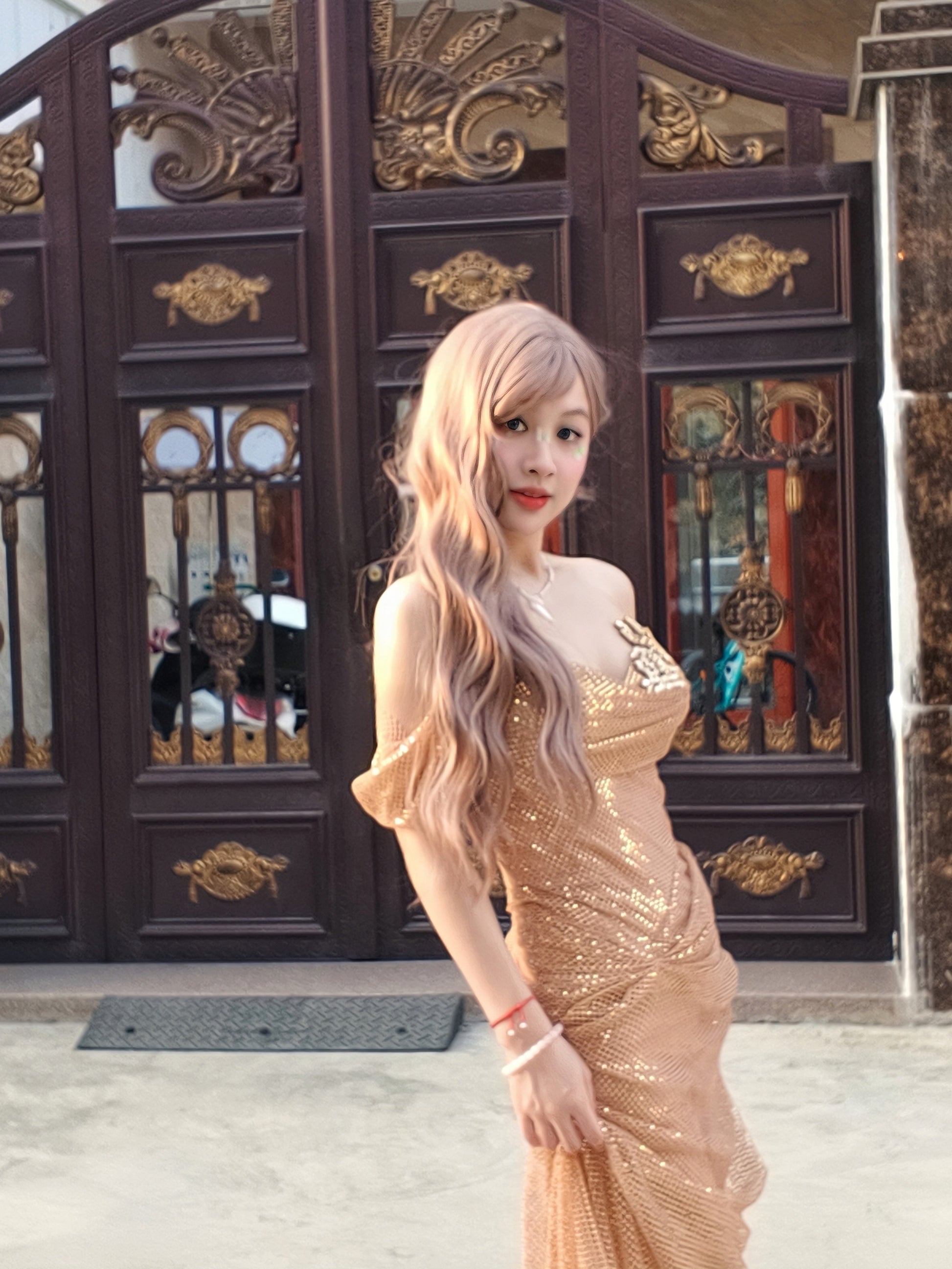 Vintage Sculpted Pleated Off-Shoulder Evening Dress Y112