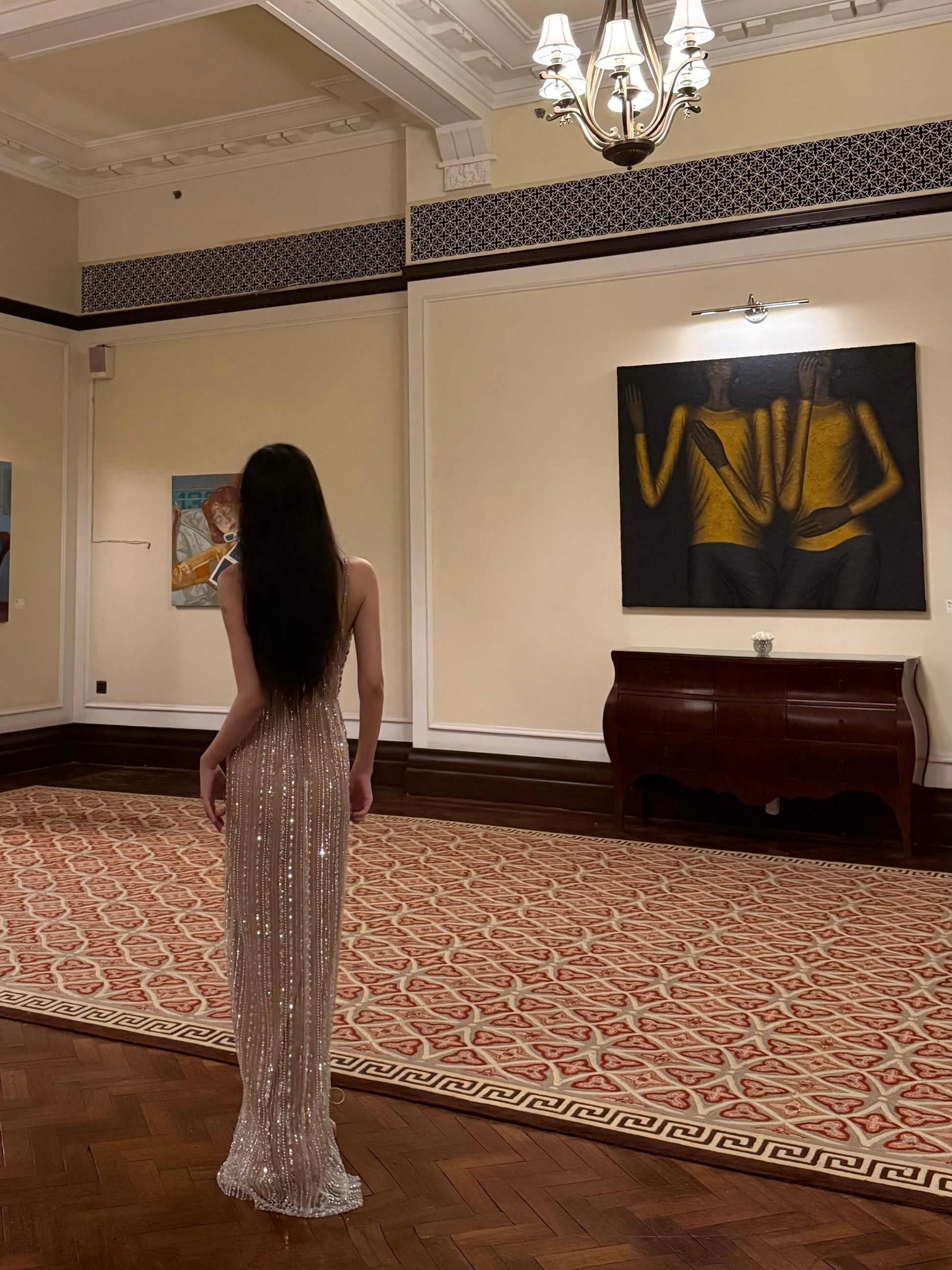 Luxury Heavy Rhinestone Beaded Dress With Glitter And Waist Baring Party Dress Y120