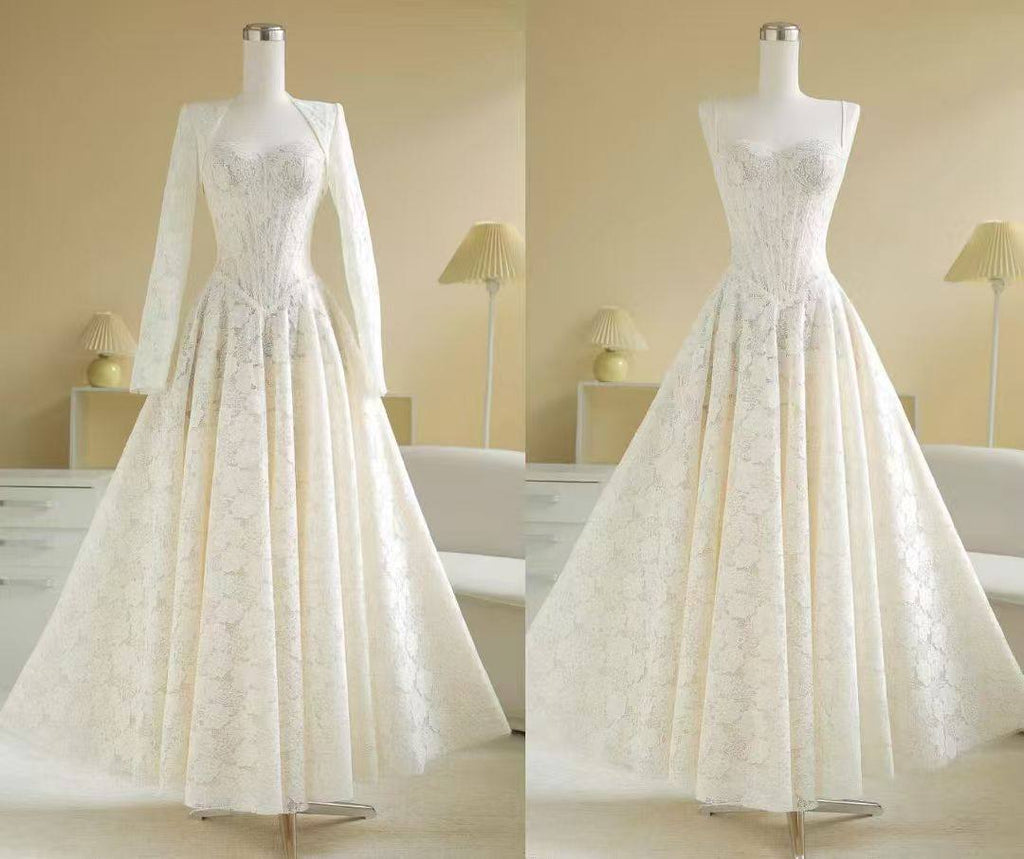 Luxury Lace A-line long sleeve evening gown SY136