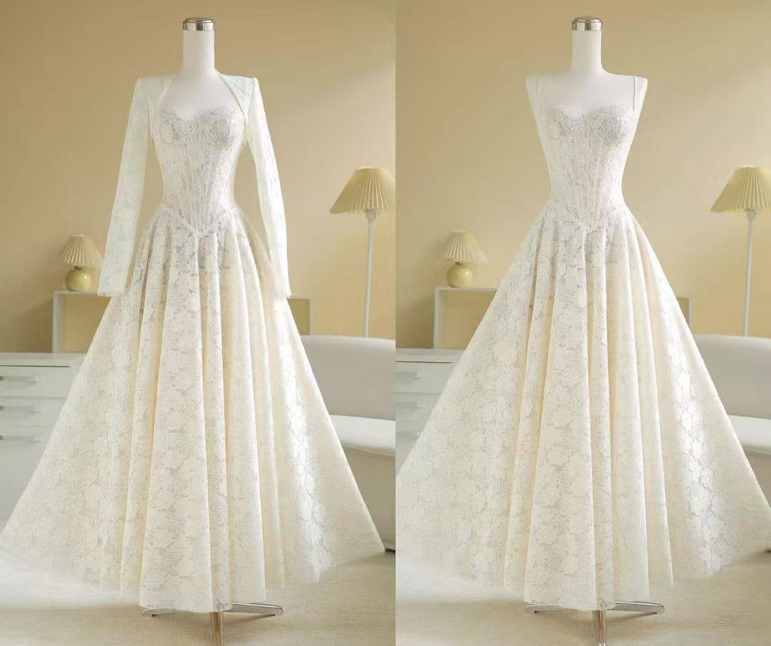 Luxury Lace A-line long sleeve evening gown SY136