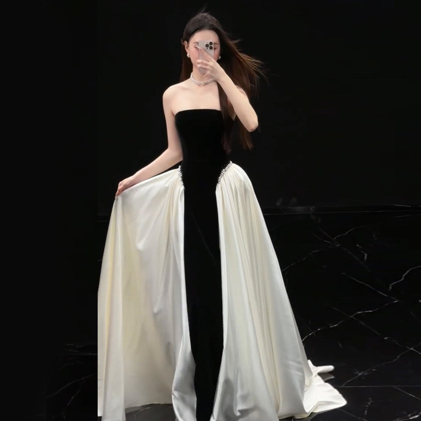 Elegant Burgundy Strapless Evening Dress SY137