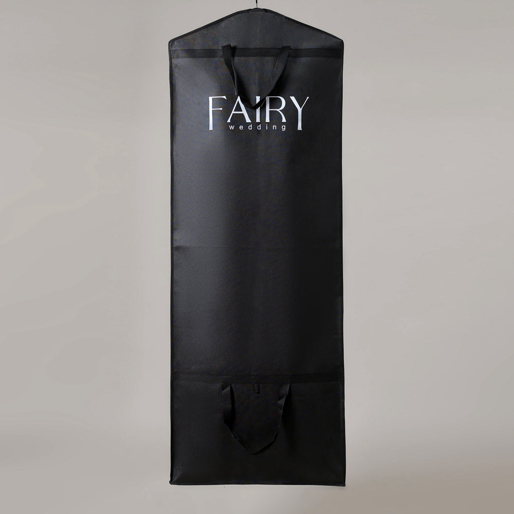 Beige Wedding Dress Dust Cover with Printed Logo Zippered Luxury Storage Bag for Bridal Gown Formal Wear