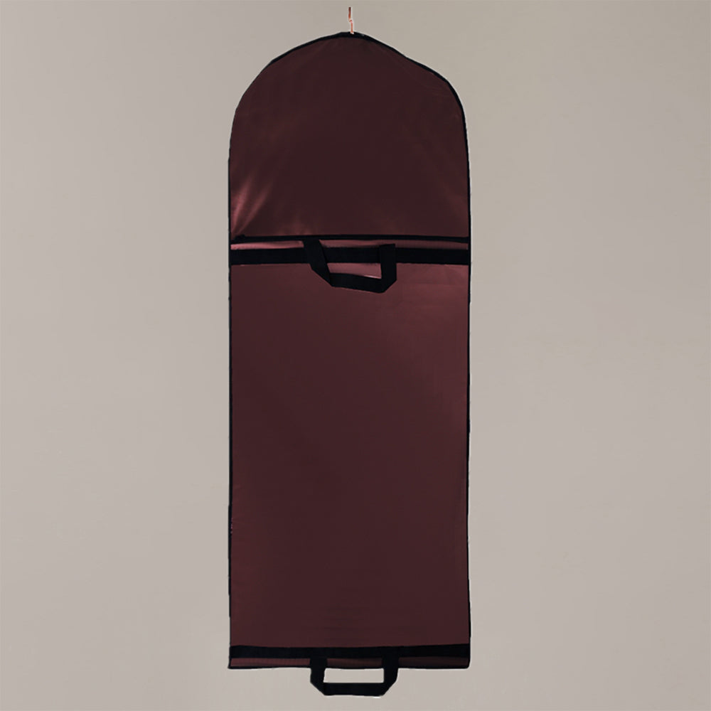 Wedding Dress Dust Cover Wine Red Zippered with Custom Logo Foldable for Bridal Formal Wear