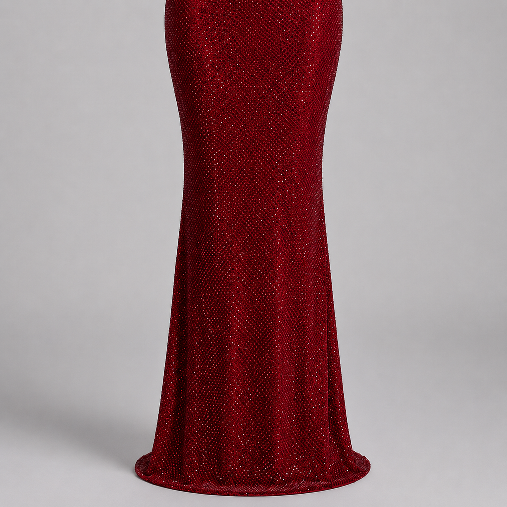 Luxury Burgundy Rhinestone Mermaid Evening Gown SL127