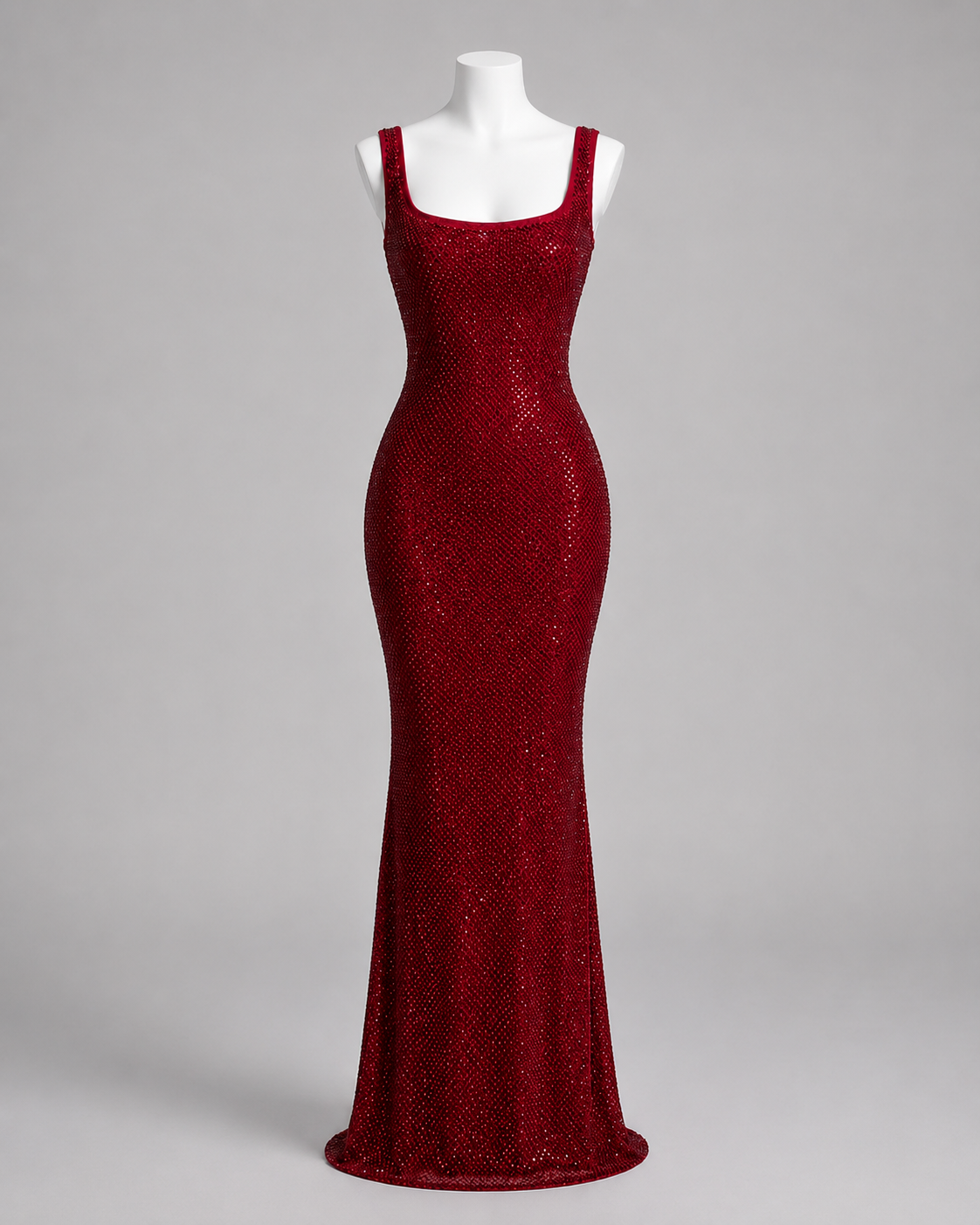 Luxury Burgundy Rhinestone Mermaid Evening Gown SL127