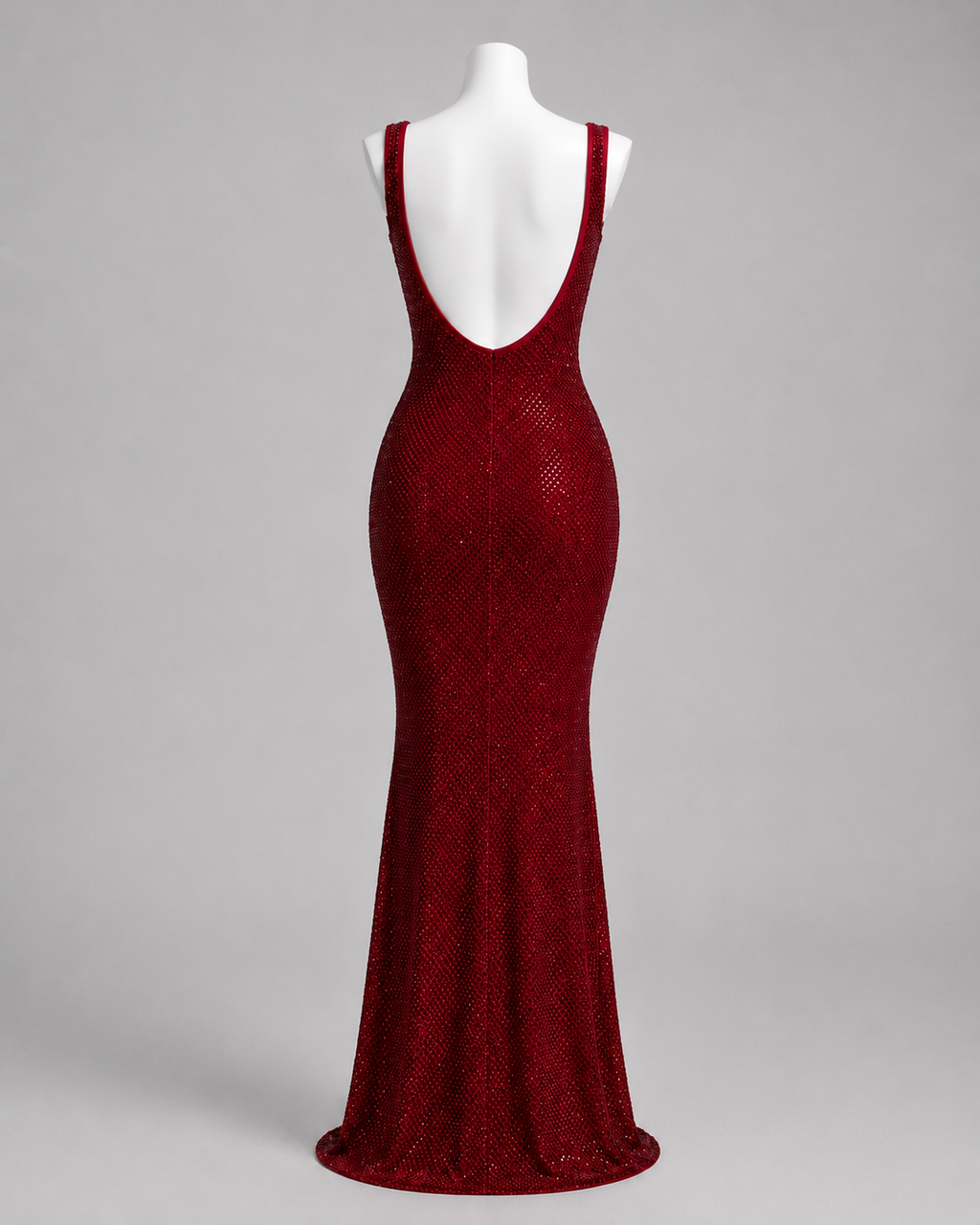 Luxury Burgundy Rhinestone Mermaid Evening Gown SL127