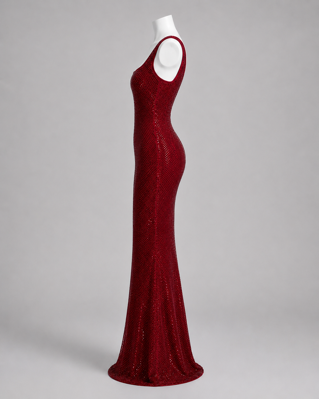 Luxury Burgundy Rhinestone Mermaid Evening Gown SL127