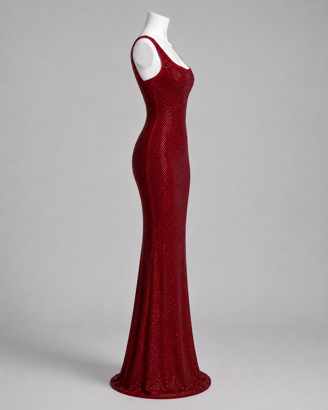 Luxury Burgundy Rhinestone Mermaid Evening Gown SL127