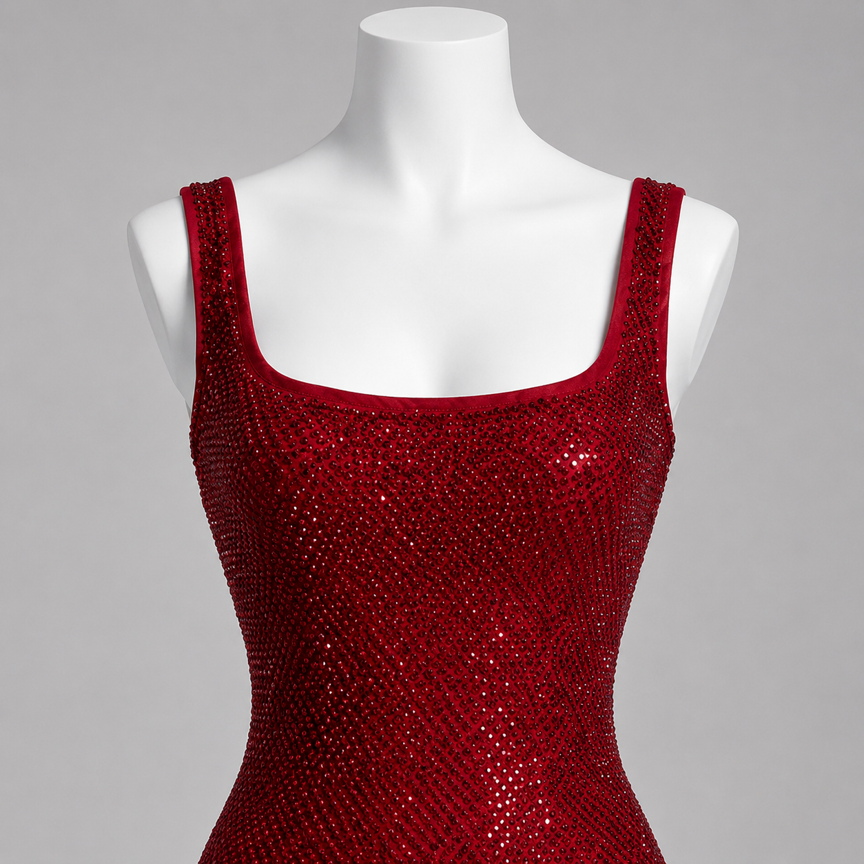 Luxury Burgundy Rhinestone Mermaid Evening Gown SL127