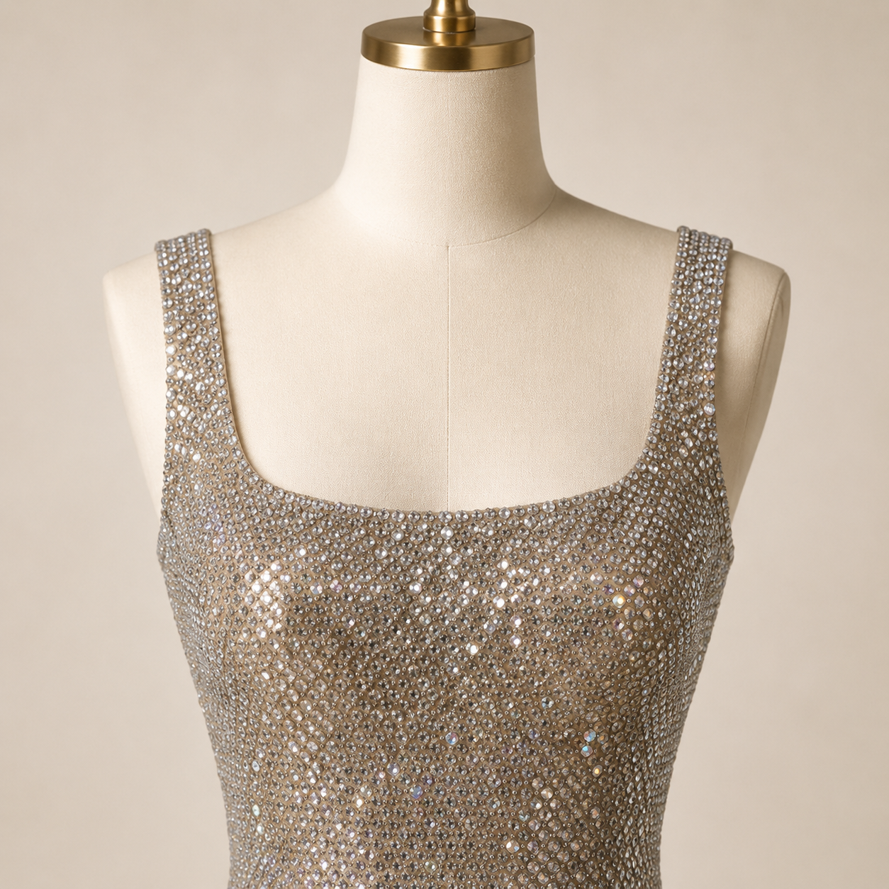 Elegent Silver Rhinestone Mesh Bodycon Evening Gown SL128