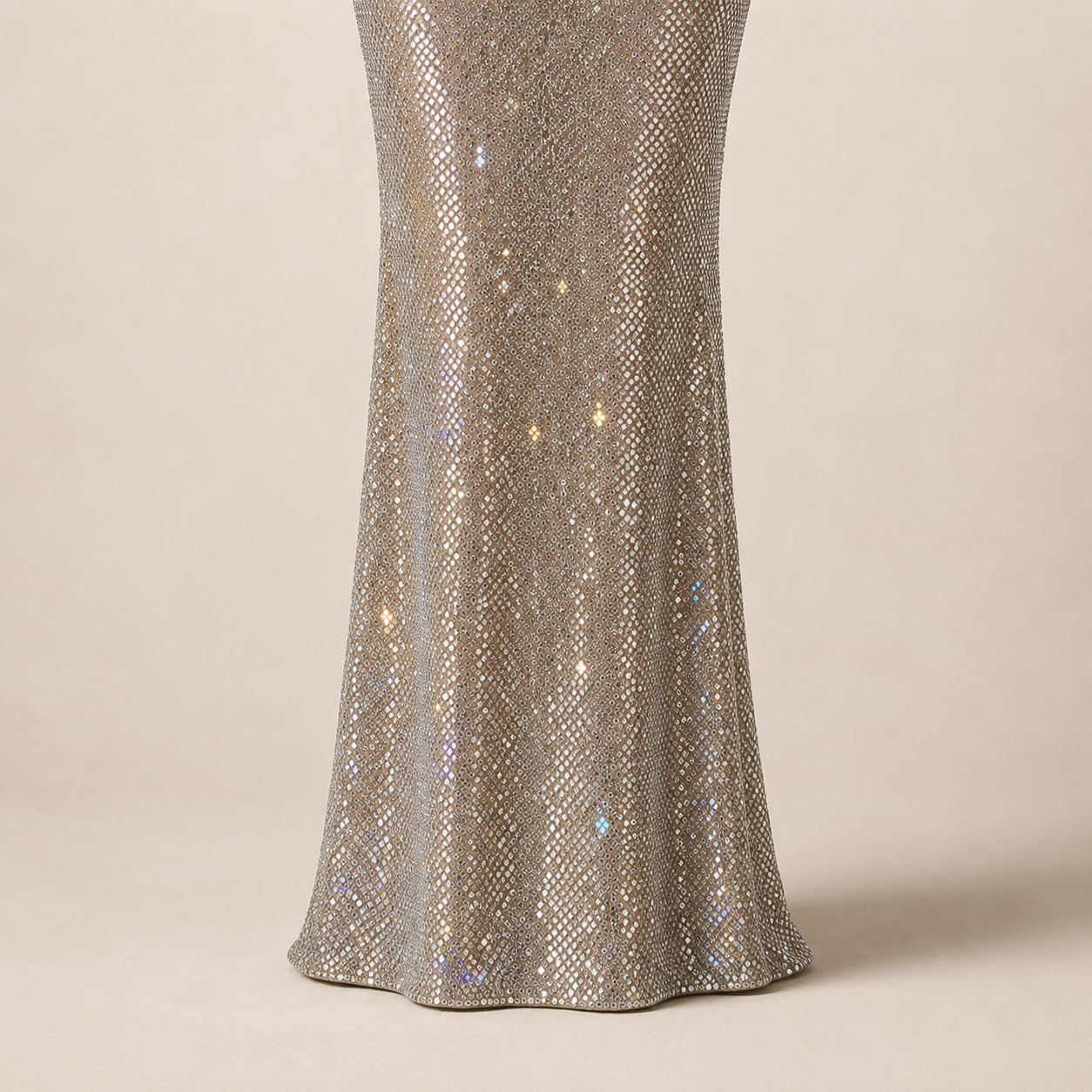 Elegent Silver Rhinestone Mesh Bodycon Evening Gown SL128