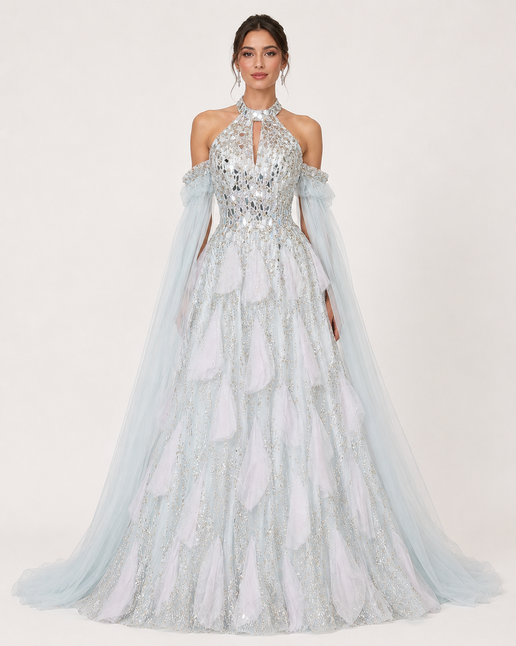 Couture Glitter with 3D Floral Details Princess Prom Dress SL155