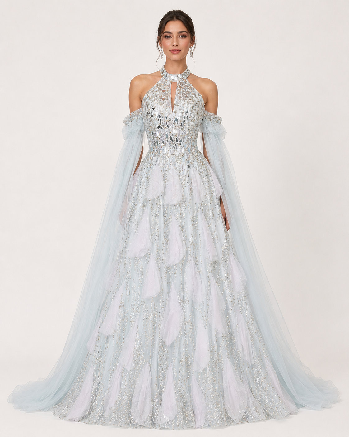 Couture Glitter with 3D Floral Details Princess Prom Dress SL155