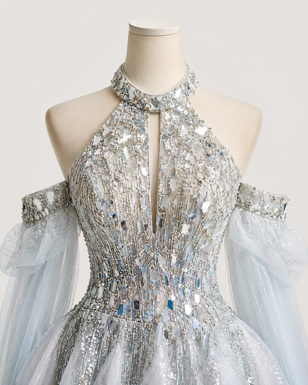 Couture Glitter with 3D Floral Details Princess Prom Dress SL155