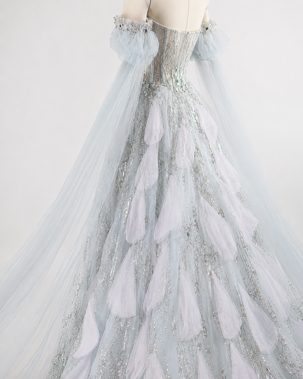 Couture Glitter with 3D Floral Details Princess Prom Dress SL155