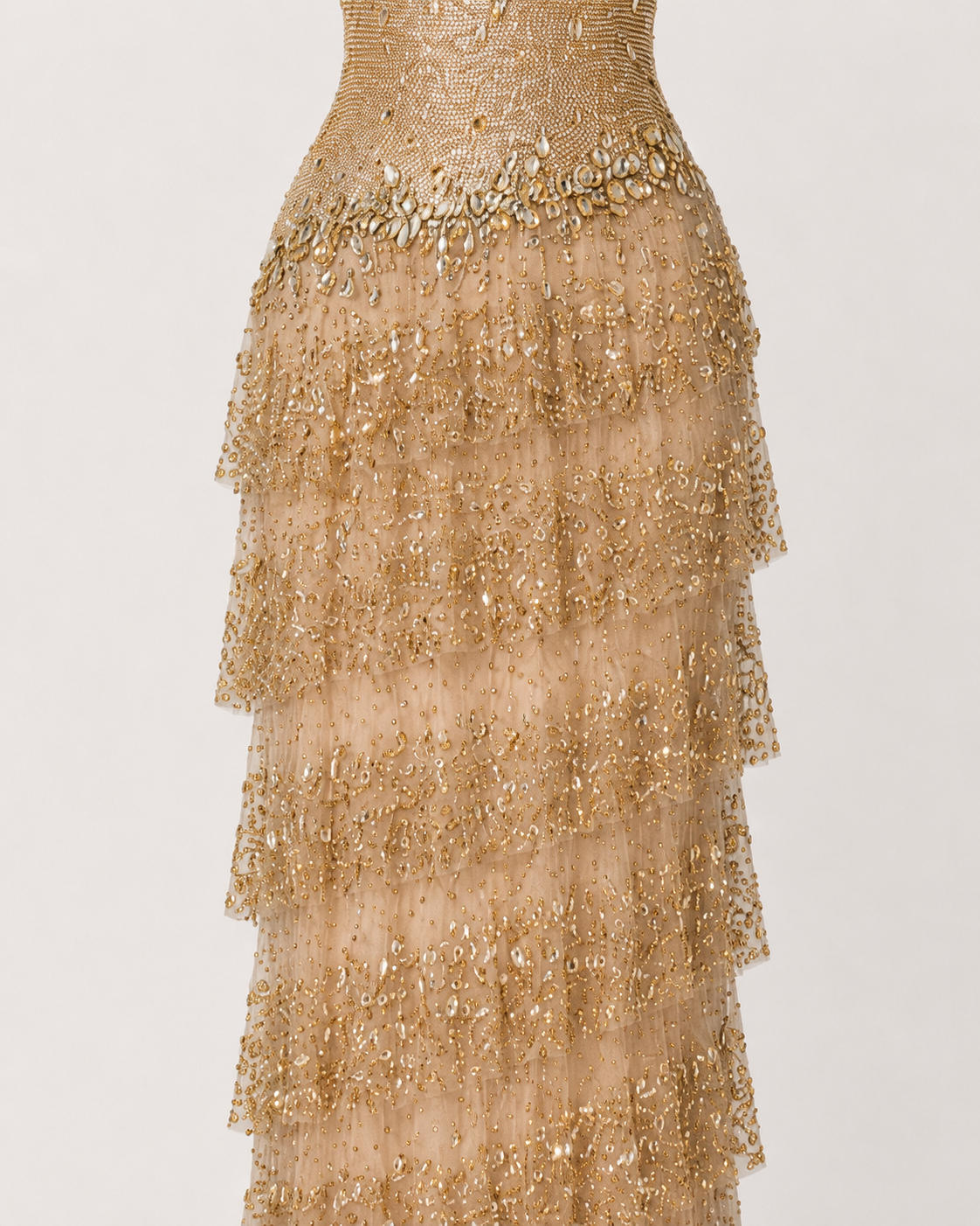 Elegant Gold Crystal Mermaid Evening Dress Sweetheart Neck Formal Gown SL158