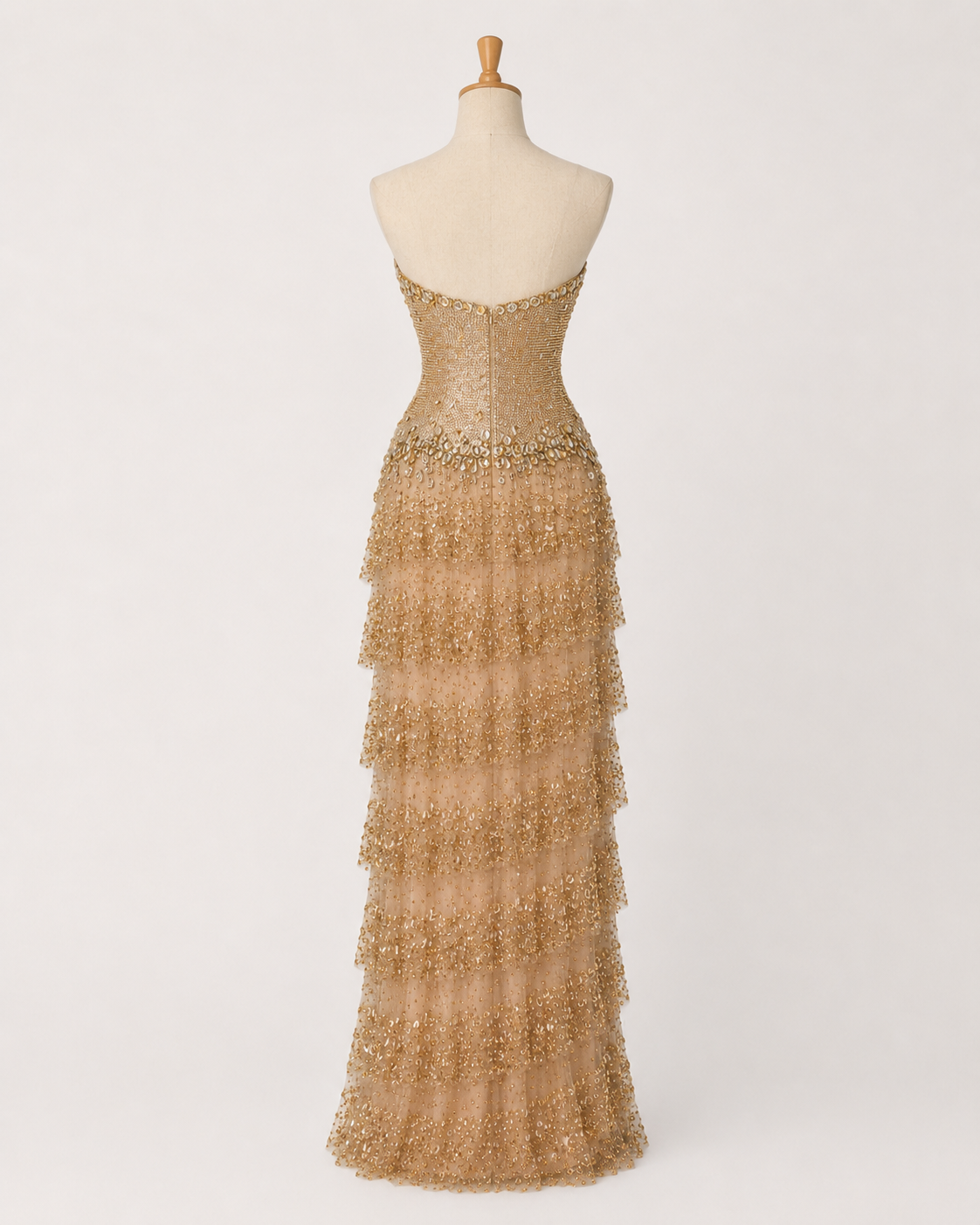 Elegant Gold Crystal Mermaid Evening Dress Sweetheart Neck Formal Gown SL158