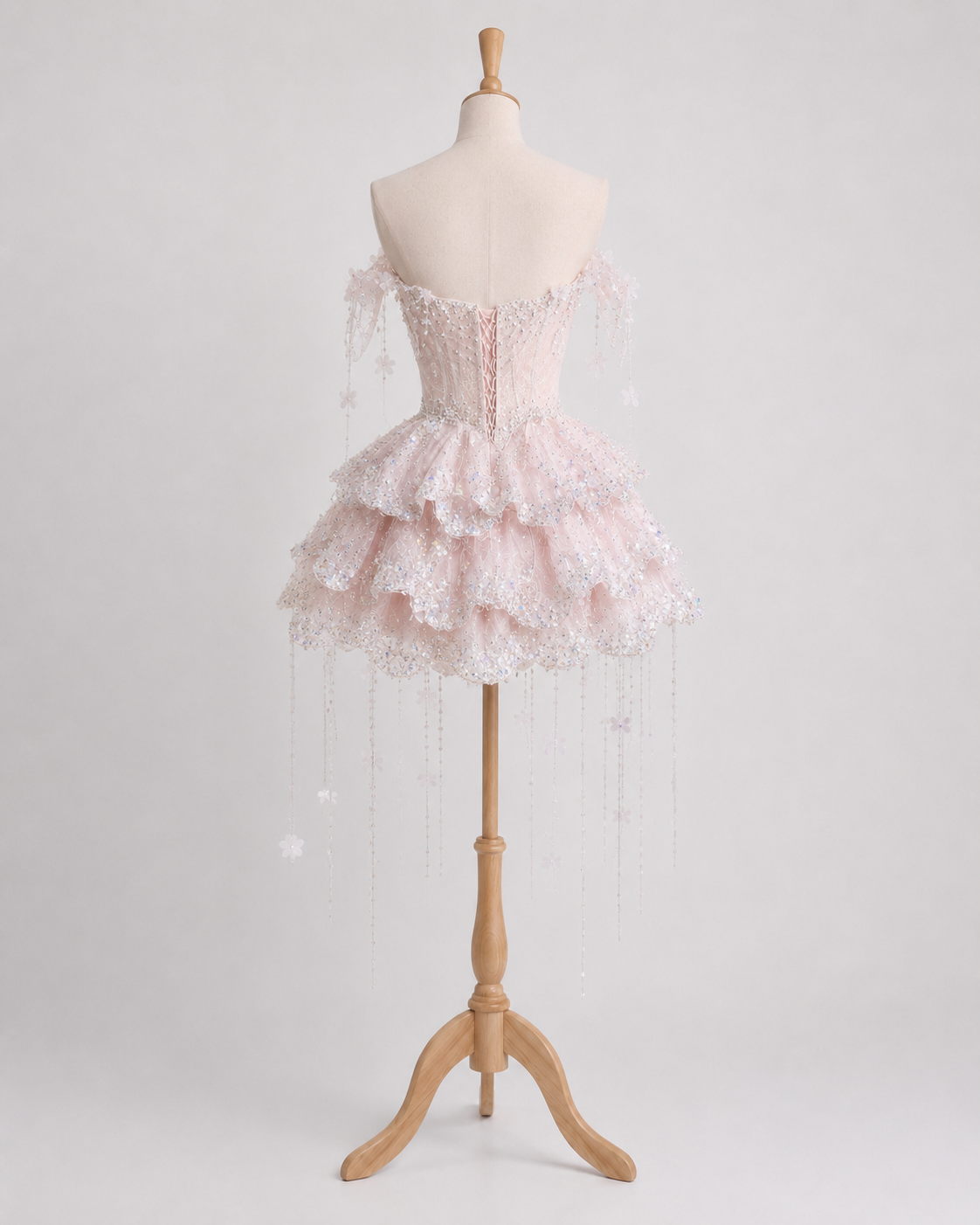Luxury Blush Pink Crystal Fairy Mini Dress Couture Cocktail & Party Dress SL159
