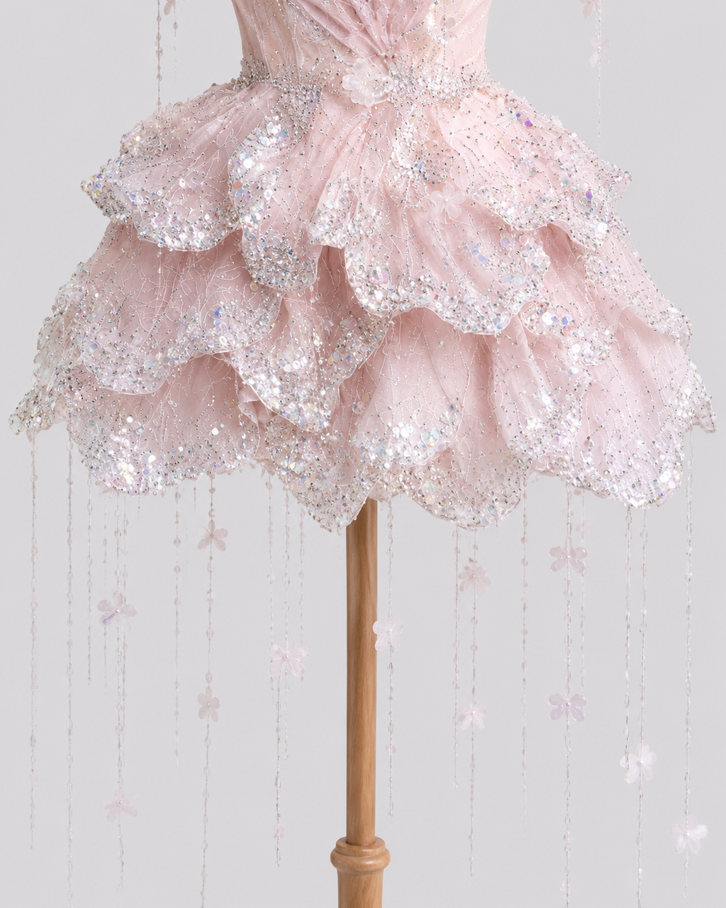 Luxury Blush Pink Crystal Fairy Mini Dress Couture Cocktail & Party Dress SL159