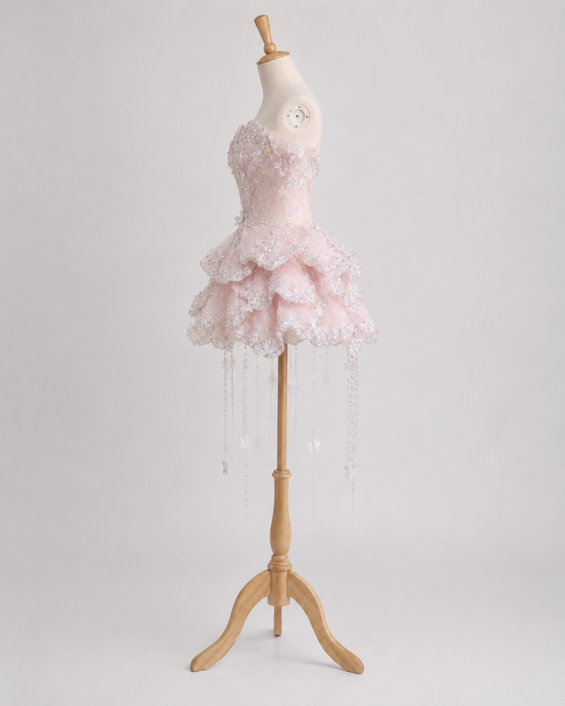 Luxury Blush Pink Crystal Fairy Mini Dress Couture Cocktail & Party Dress SL159