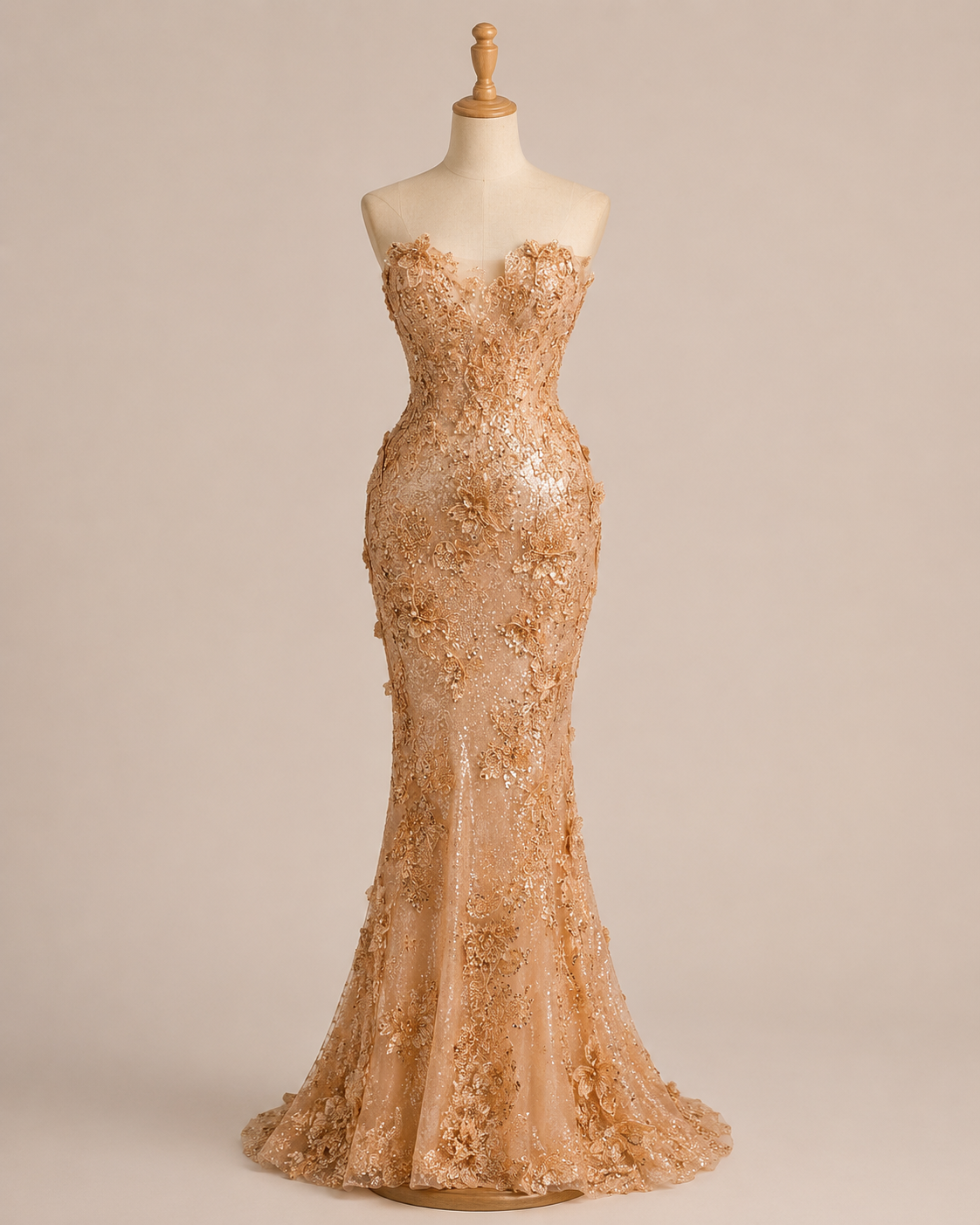 Champagne Gold Mermaid Prom Dress with Crystal Embellishments SL160