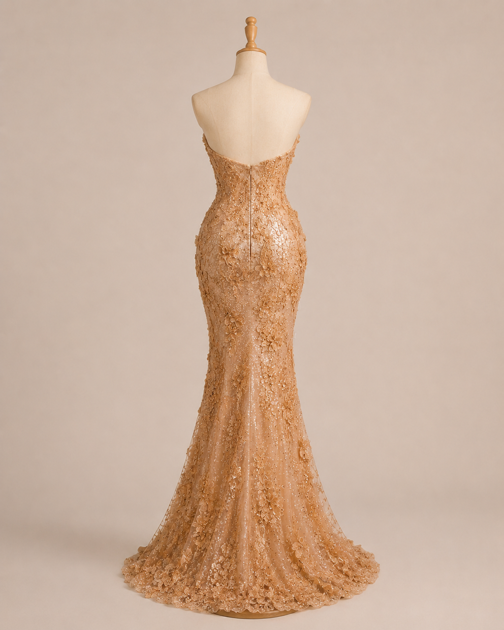 Champagne Gold Mermaid Prom Dress with Crystal Embellishments SL160