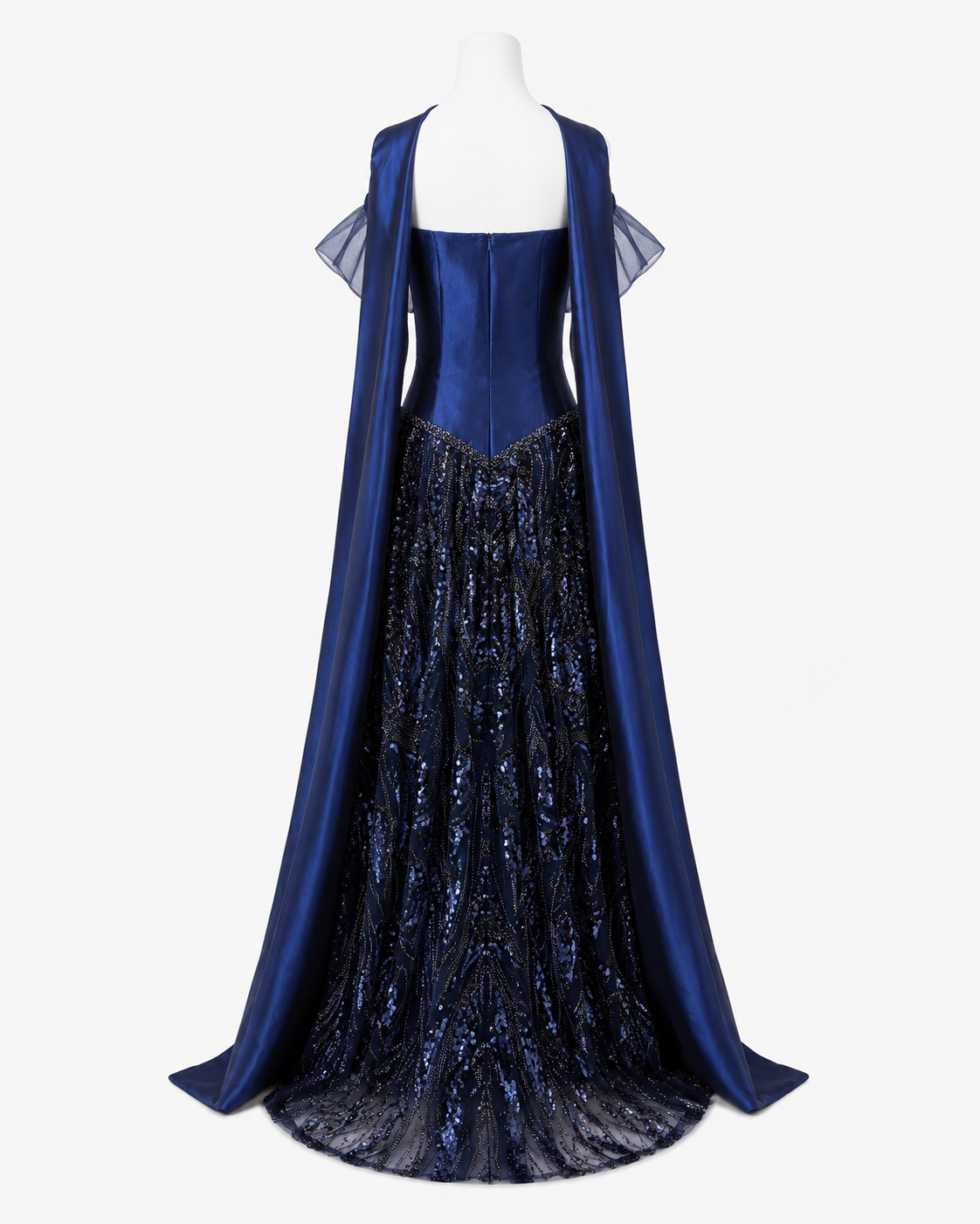 Luxury Off-Shoulder Sequin Evening Gown with Choker Scarf SL174