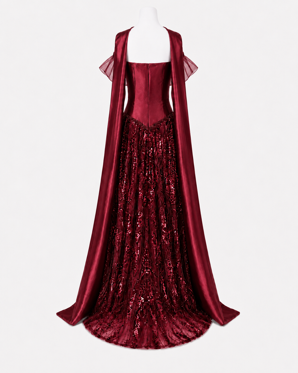 Luxury Off-Shoulder Sequin Evening Gown with Choker Scarf SL174
