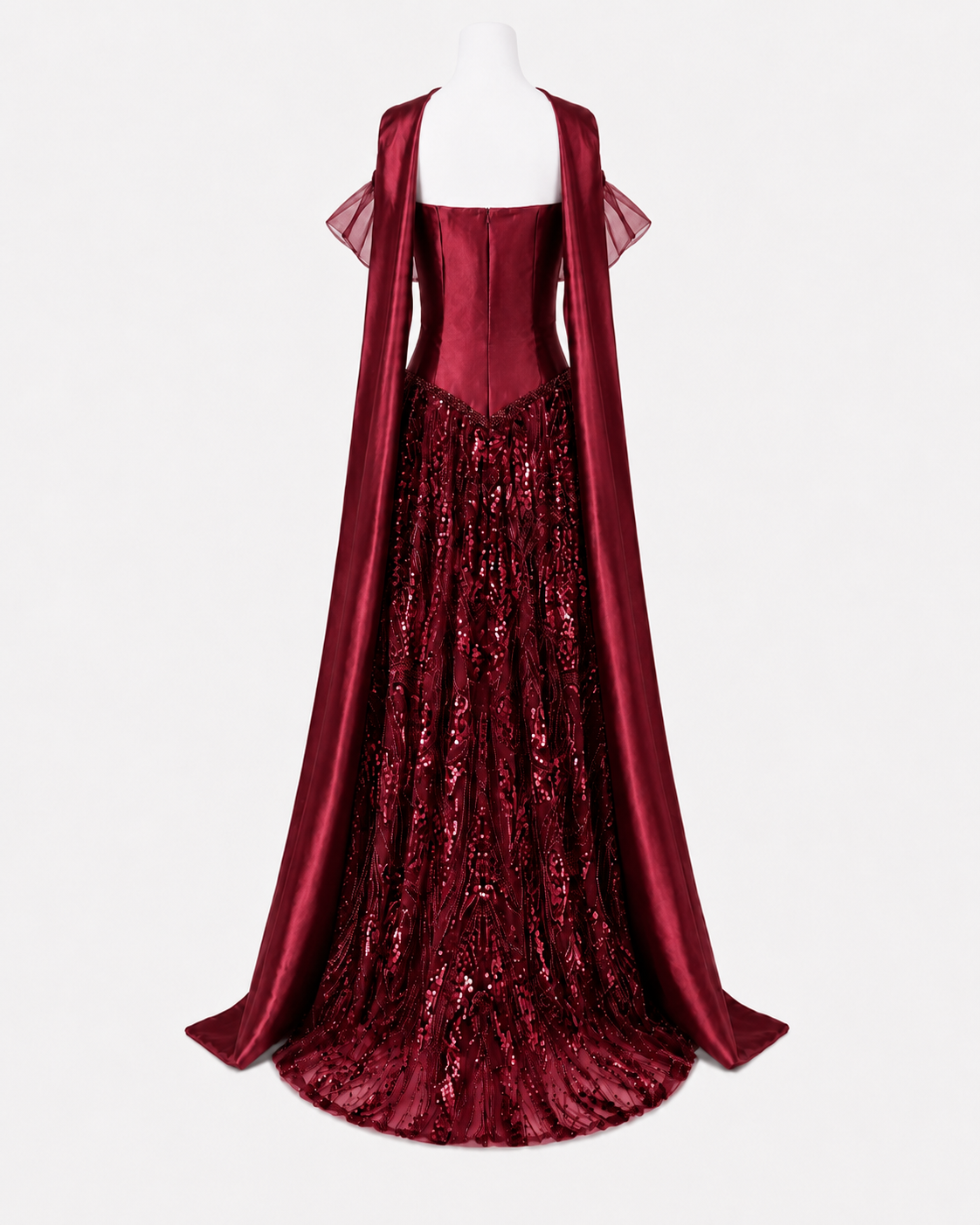 Luxury Off-Shoulder Sequin Evening Gown with Choker Scarf SL174