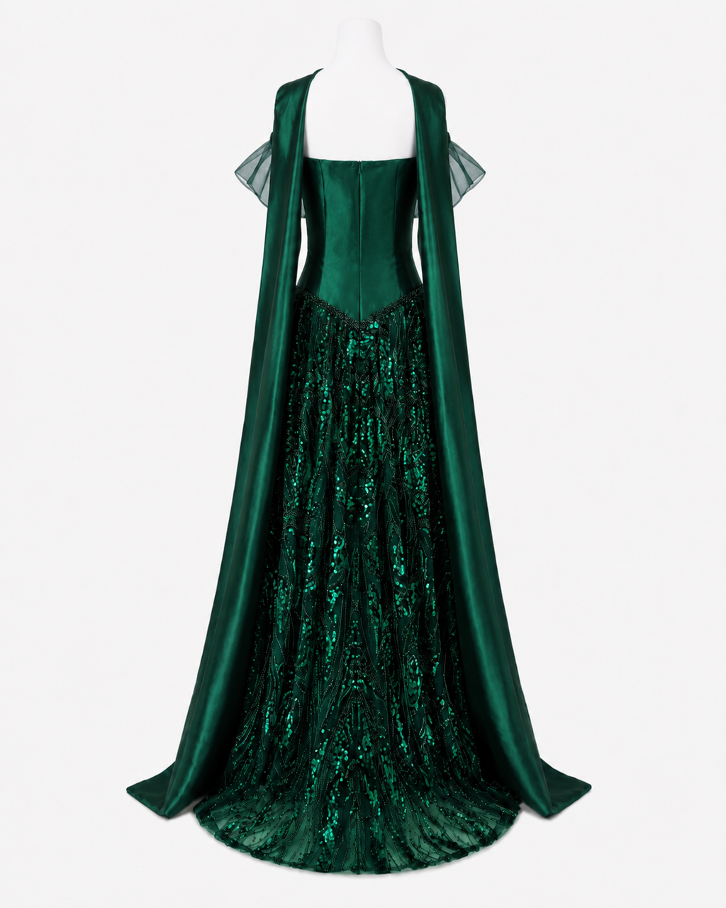 Luxury Off-Shoulder Sequin Evening Gown with Choker Scarf SL174