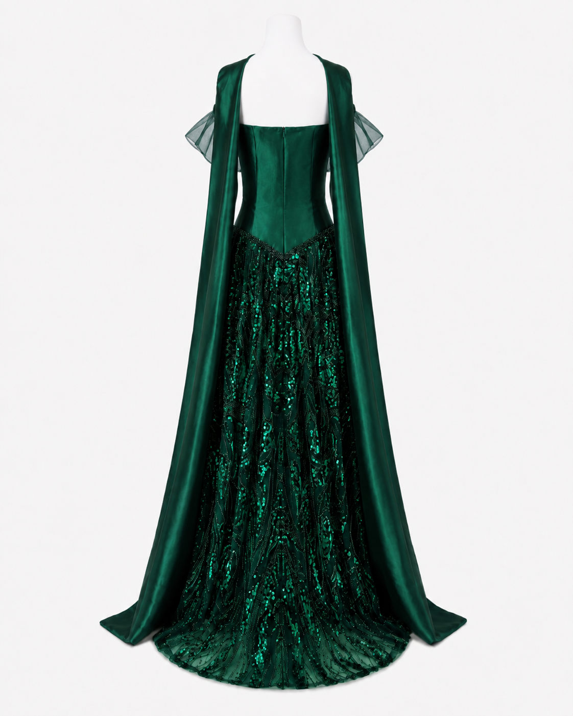 Luxury Off-Shoulder Sequin Evening Gown with Choker Scarf SL174