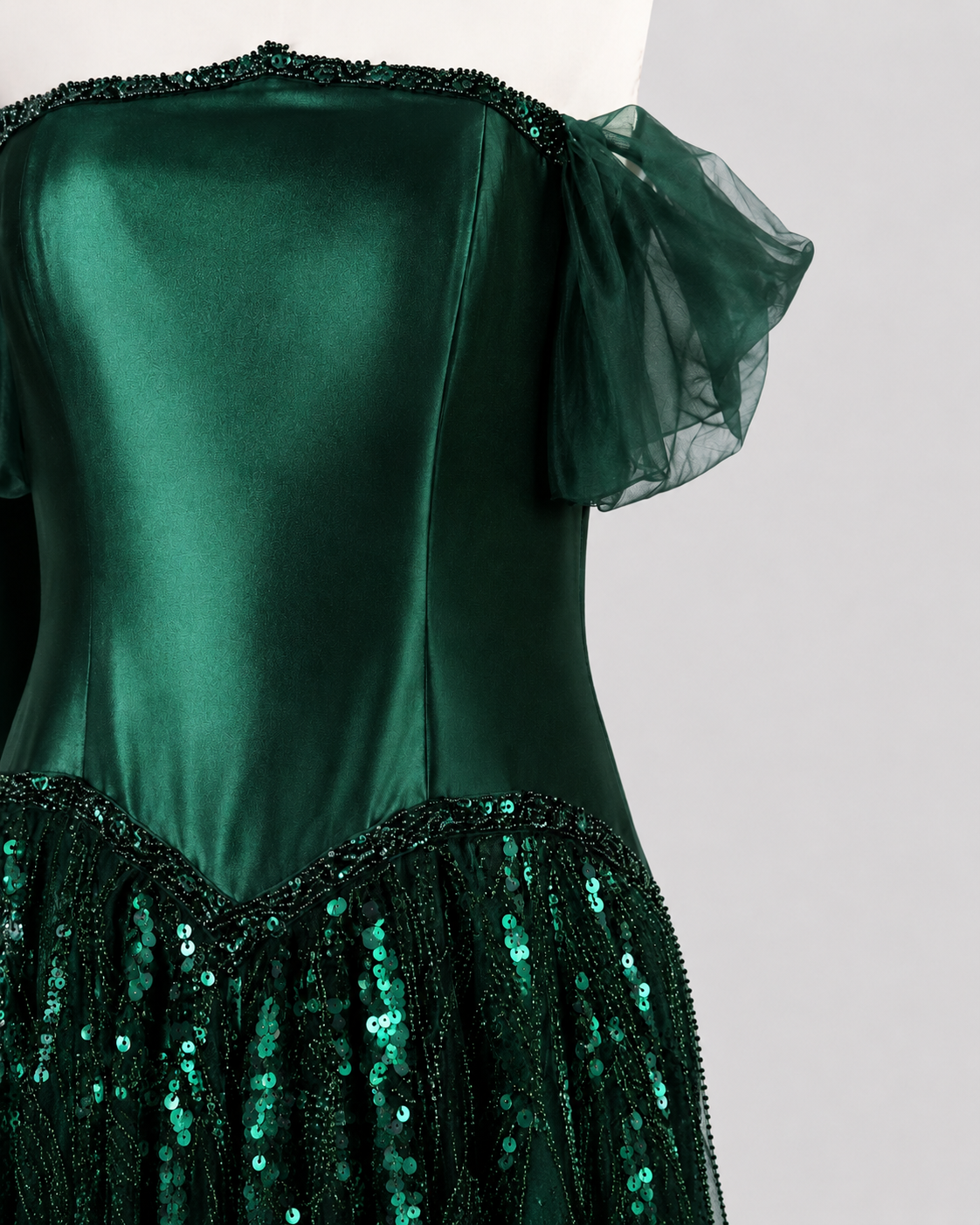 Luxury Off-Shoulder Sequin Evening Gown with Choker Scarf SL174