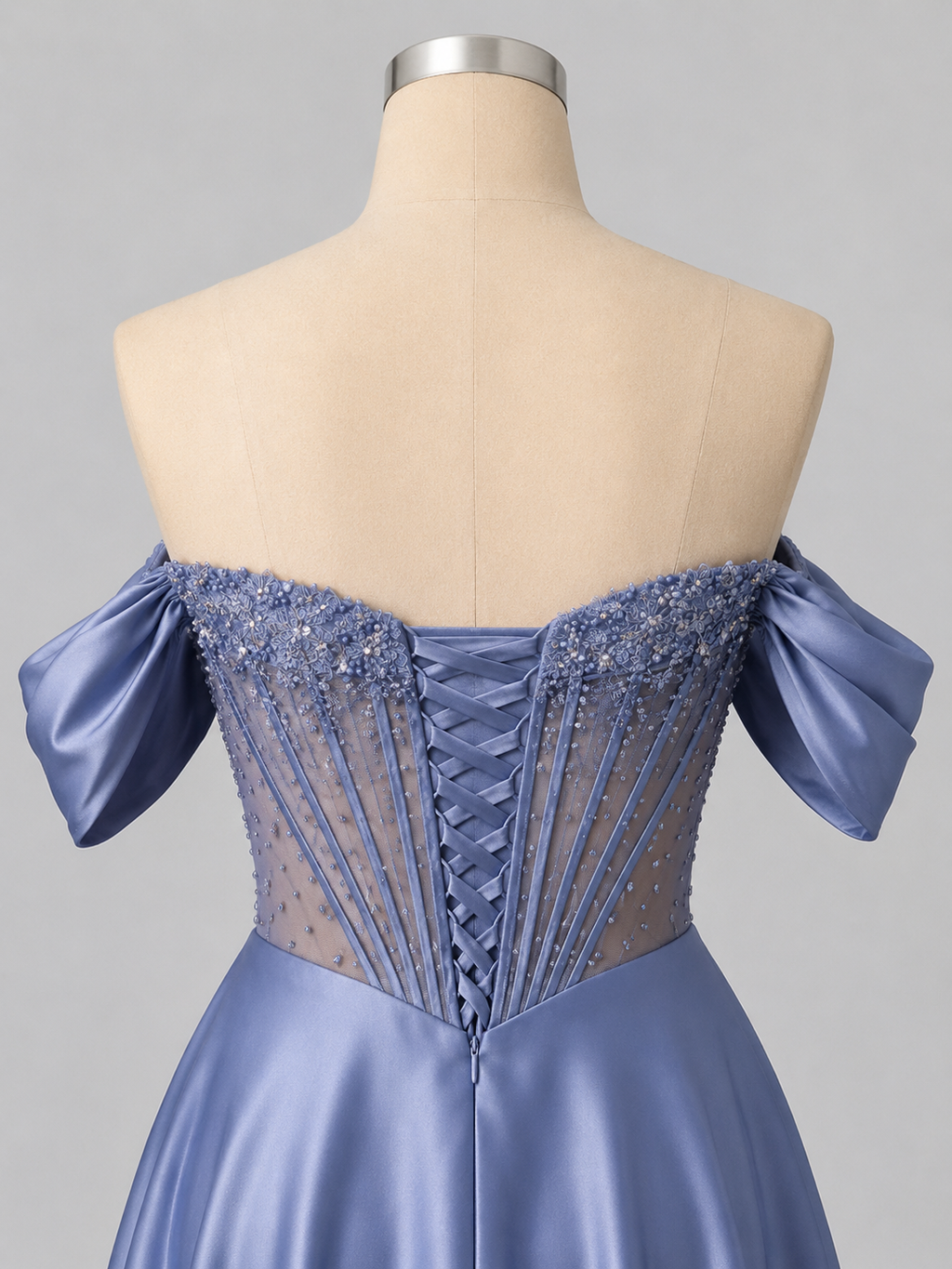 Elegent Pink Satin Off-Shoulder Corset Evening Gown SL180