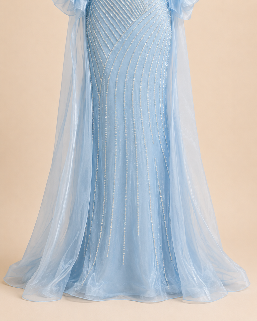 Dusty Lilac One-Shoulder Crystal Evening Gown with Oversized Satin Wrap SL183