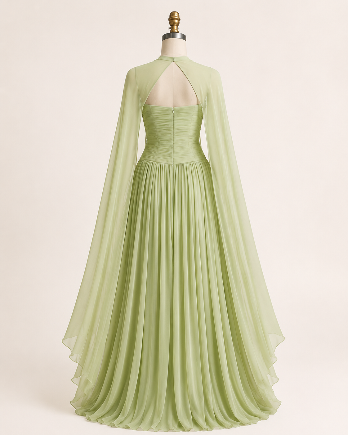 Romantic Sage Green Formal Dress with Cape Detail SL203
