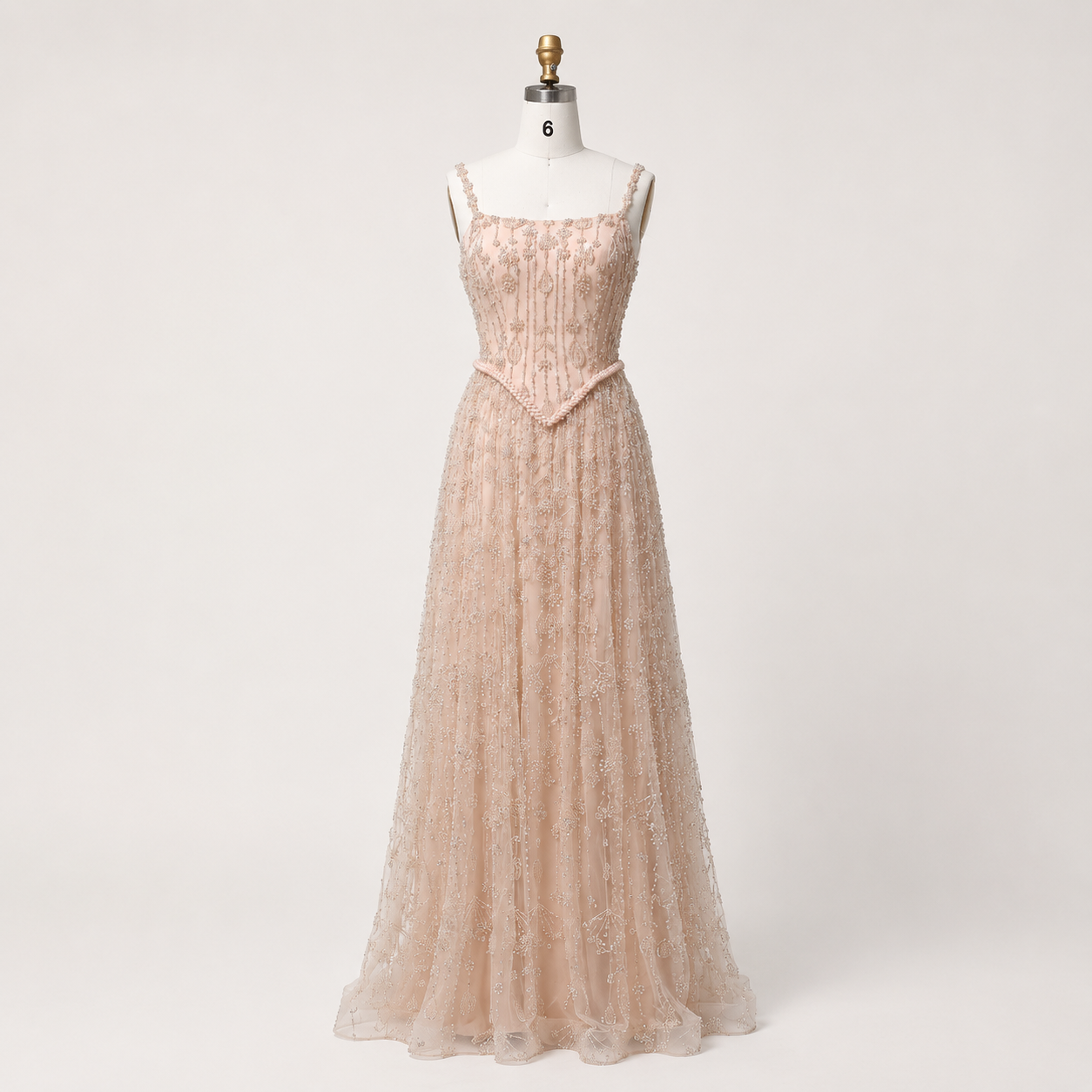 Elegant Sage Green Beads Evening Dress with Spaghetti Straps SL210