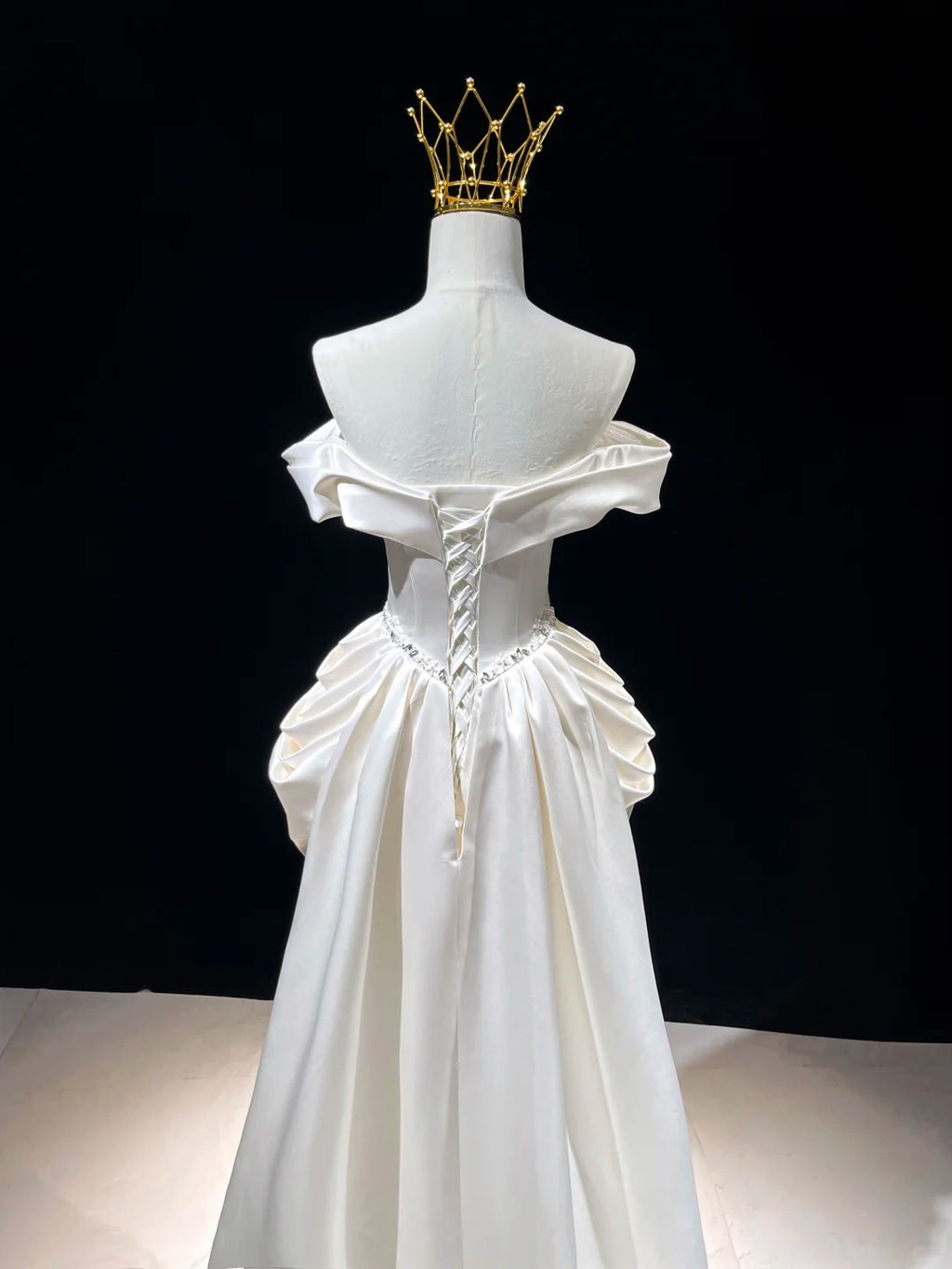 SL217 Romantic Off-Shoulder Princess Evening Dress with Crystal Details