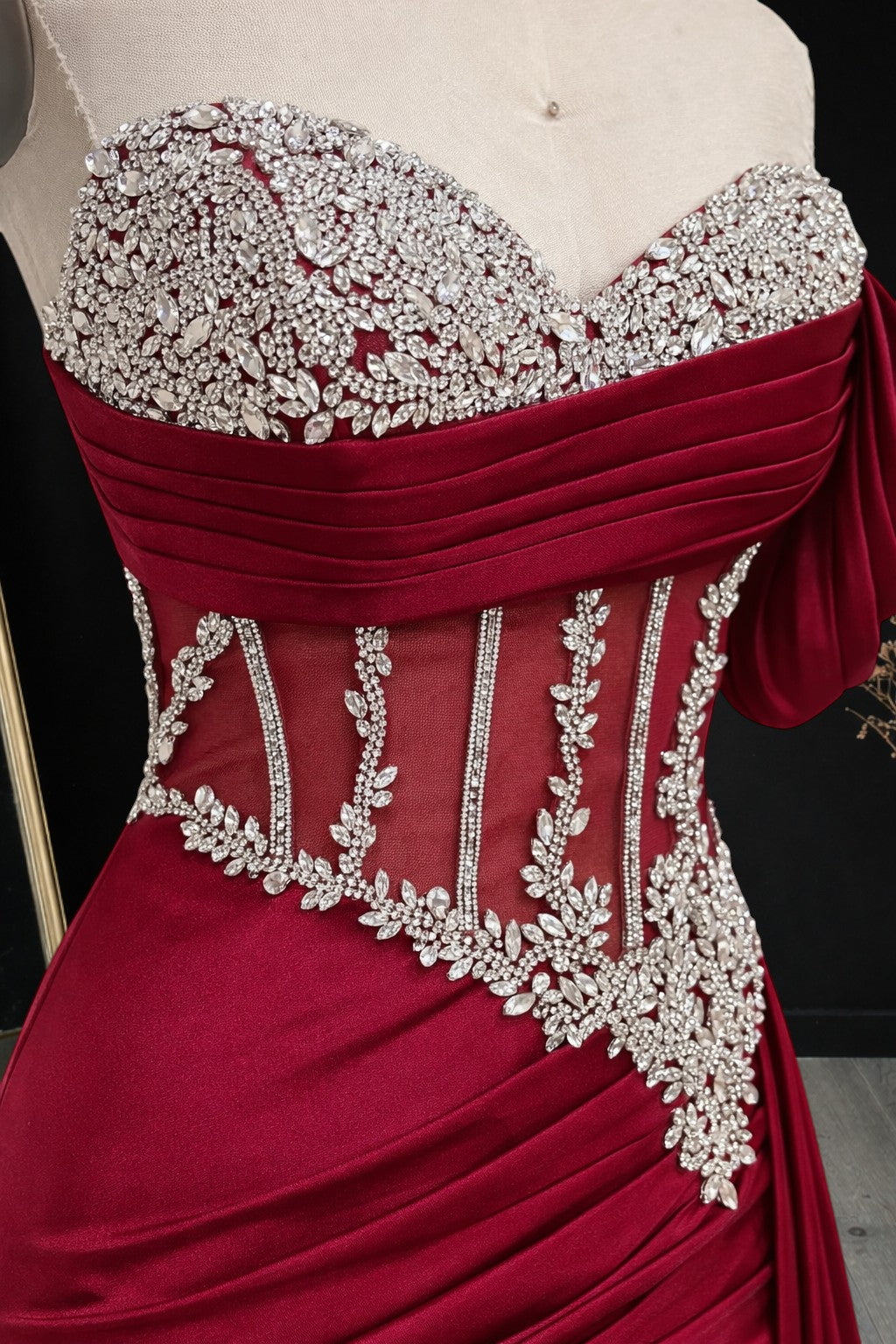 Elegent Champagne Gold Beaded One-Shoulder Evening Dress CZ159
