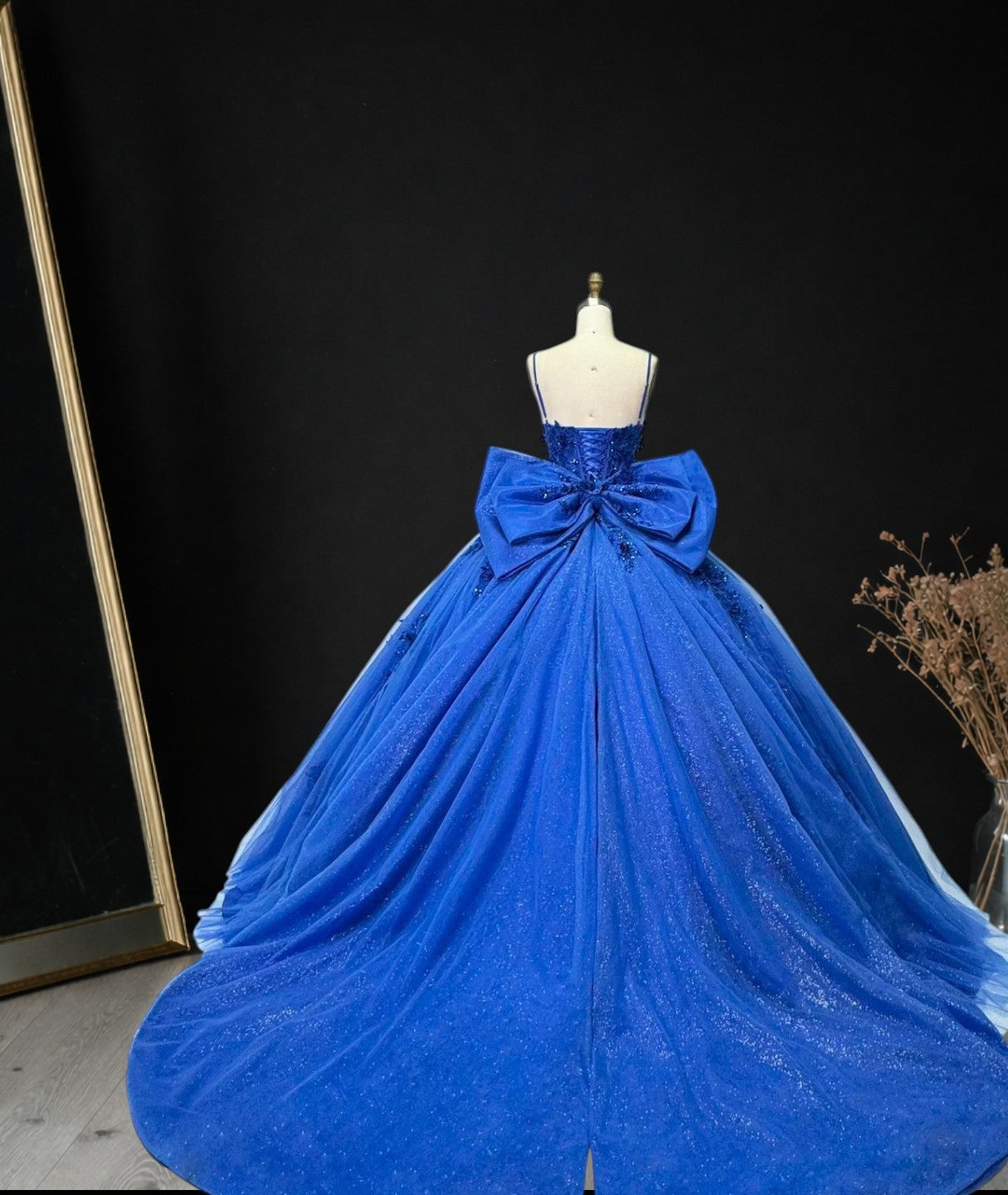 Princess Blue Ball Gown Cold Shoulder Tulle Birthday Dress CZ157